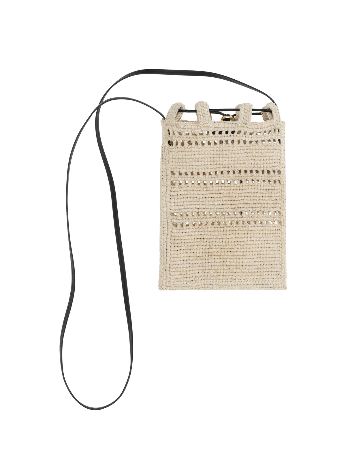 Drawstring pocket in raffia