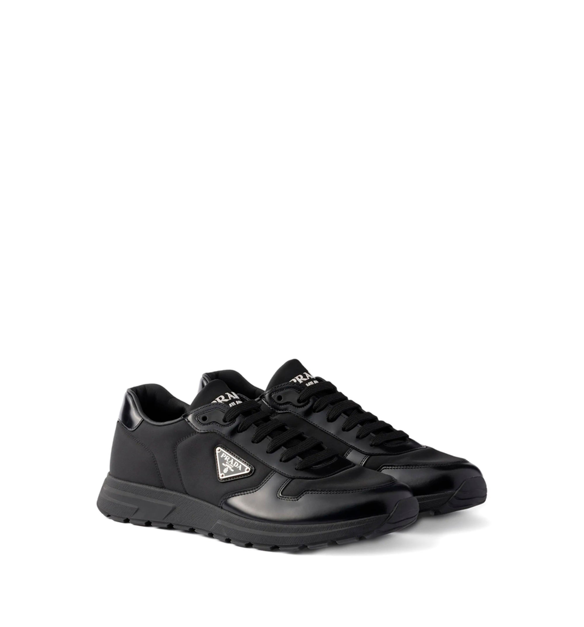 Prax 01 Re-Nylon and brushed leather sneakers
