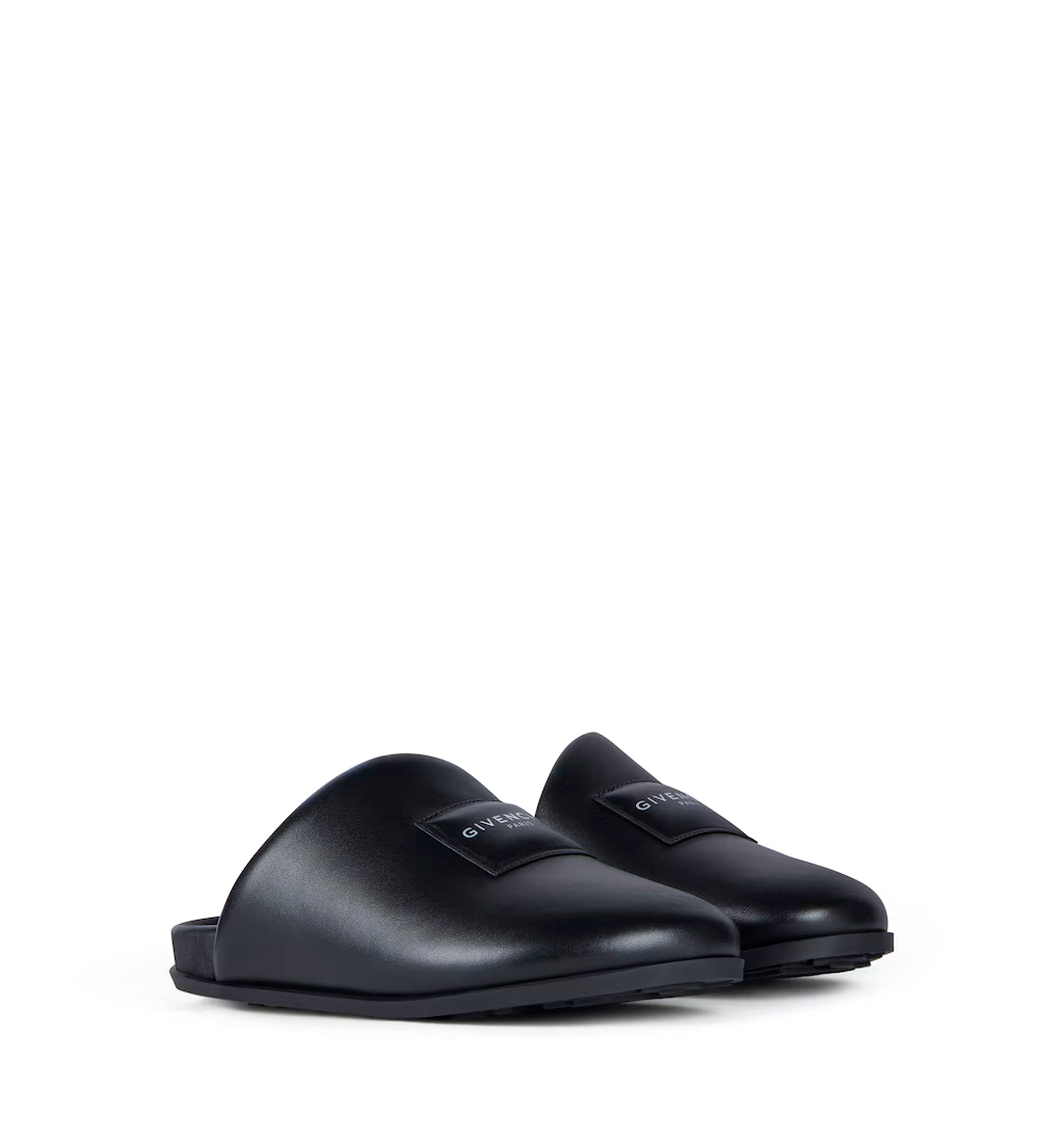 Label flat mules in nappa leather