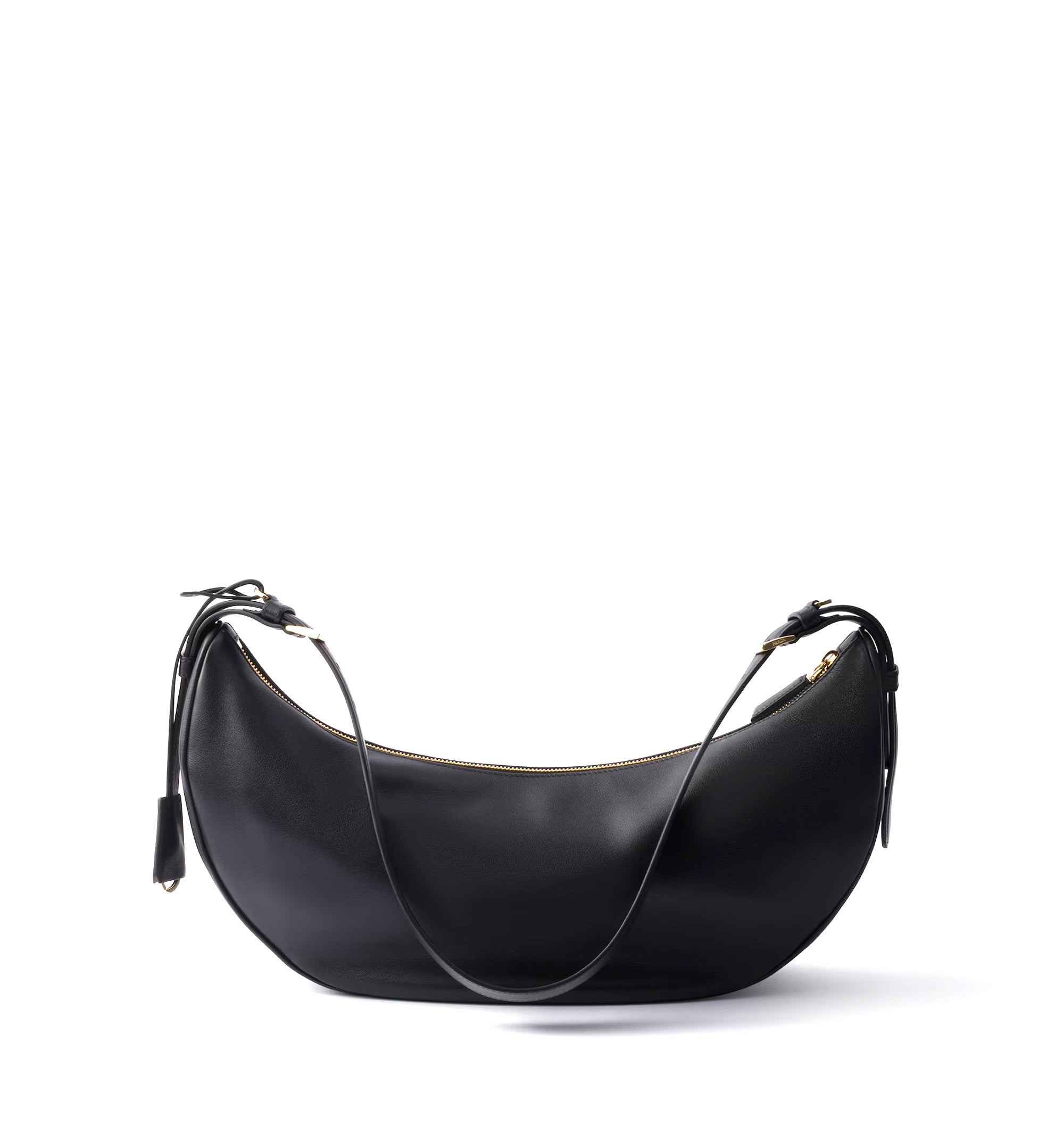 Demi-lune large leather shoulder bag