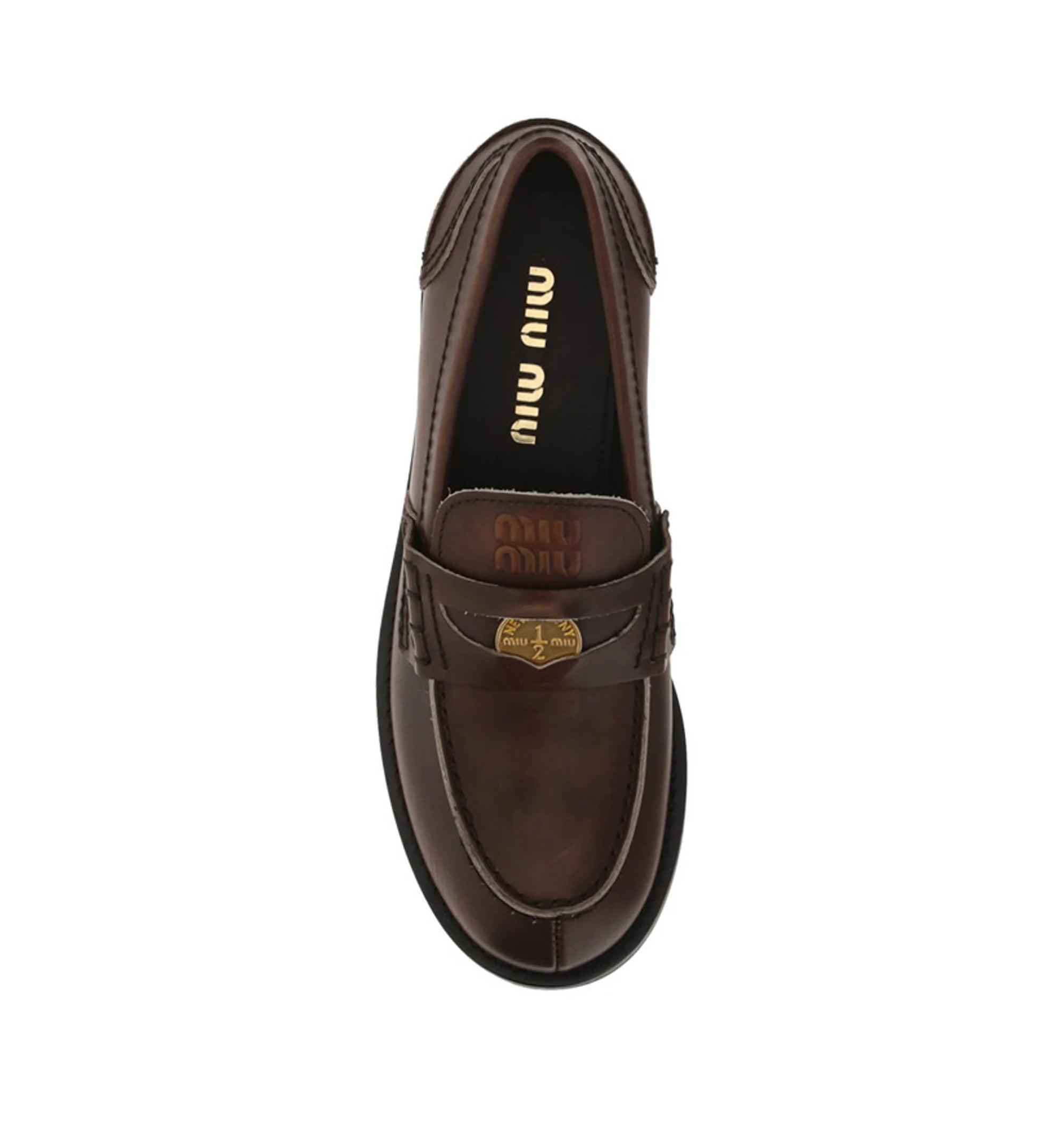 Vintage-effect Leather Penny Loafers