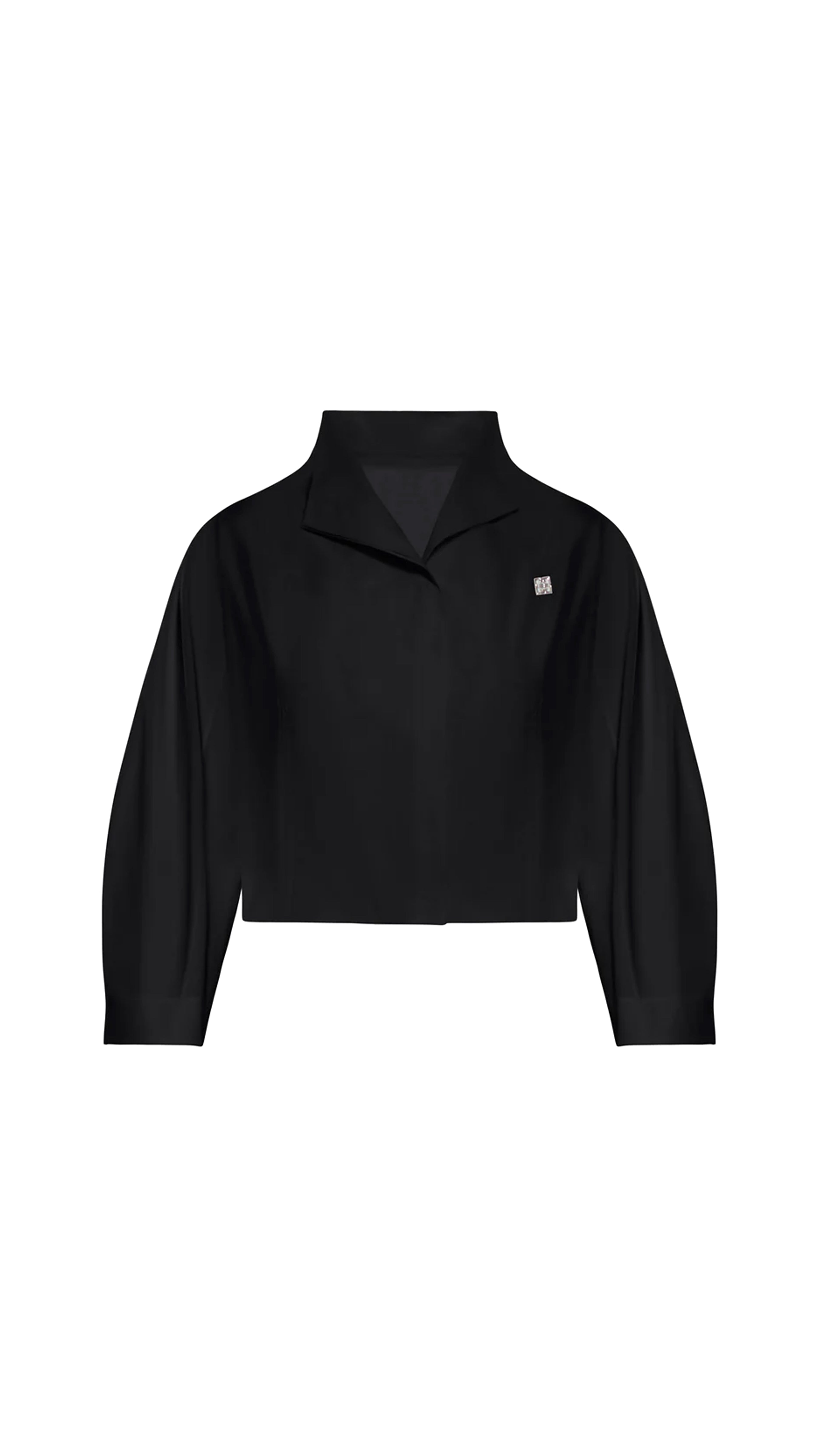Cropped Shirt In Poplin With 4g Detail - Black