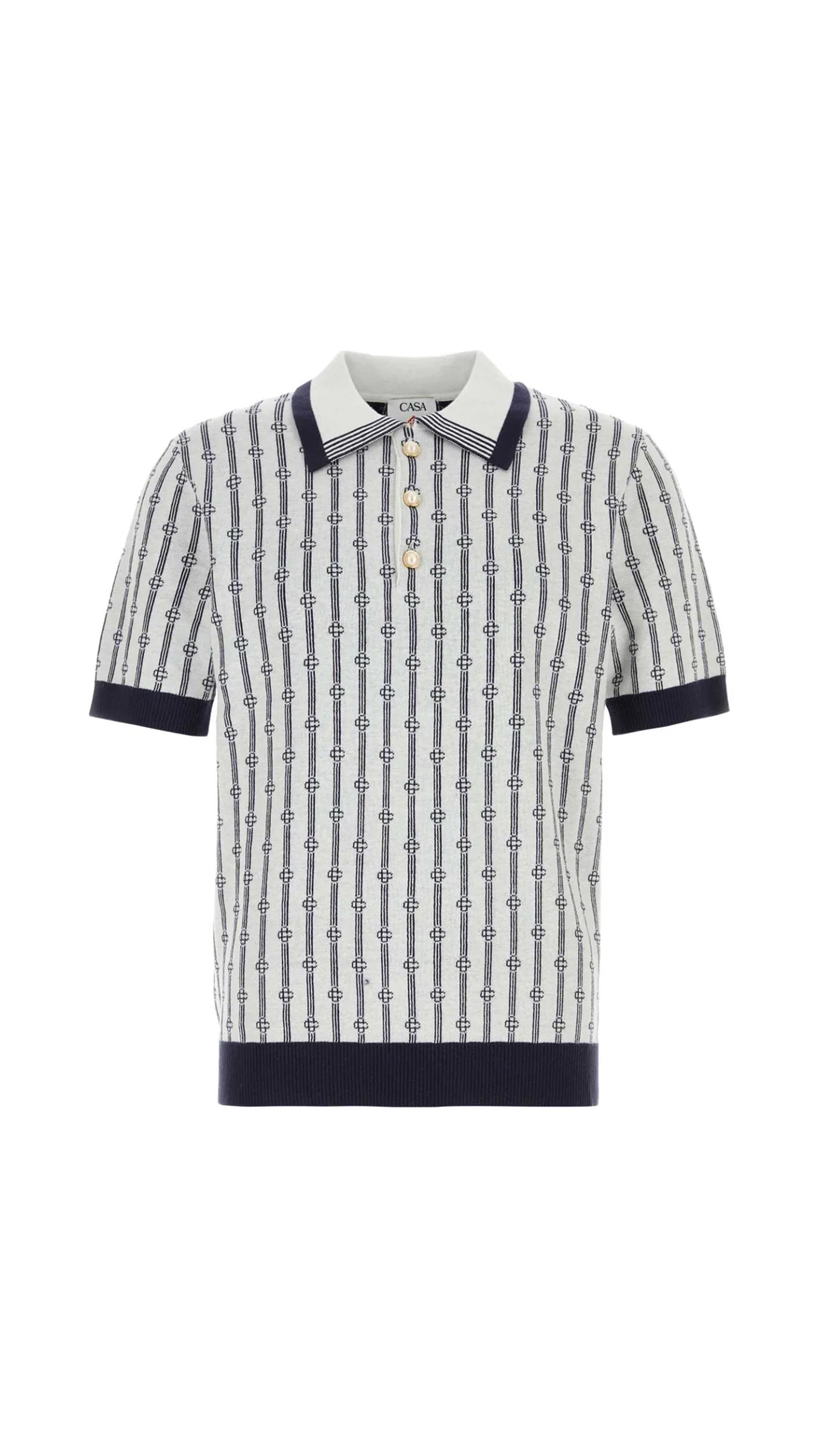 Monogram Polo Shirt - White/Navy