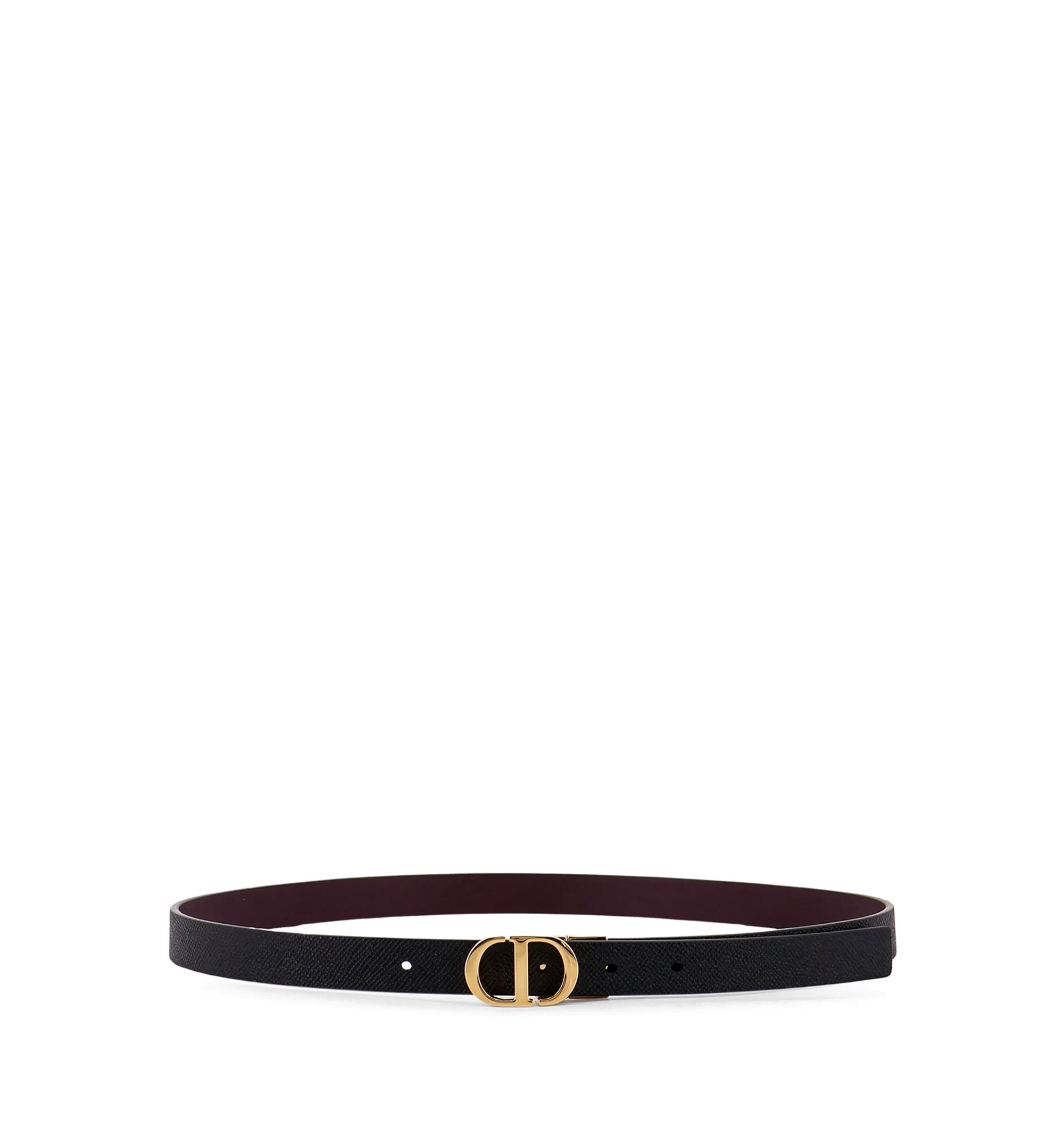 30 Montaigne Reversible Belt in Grained Calfskin - Black/Dark Burgundy