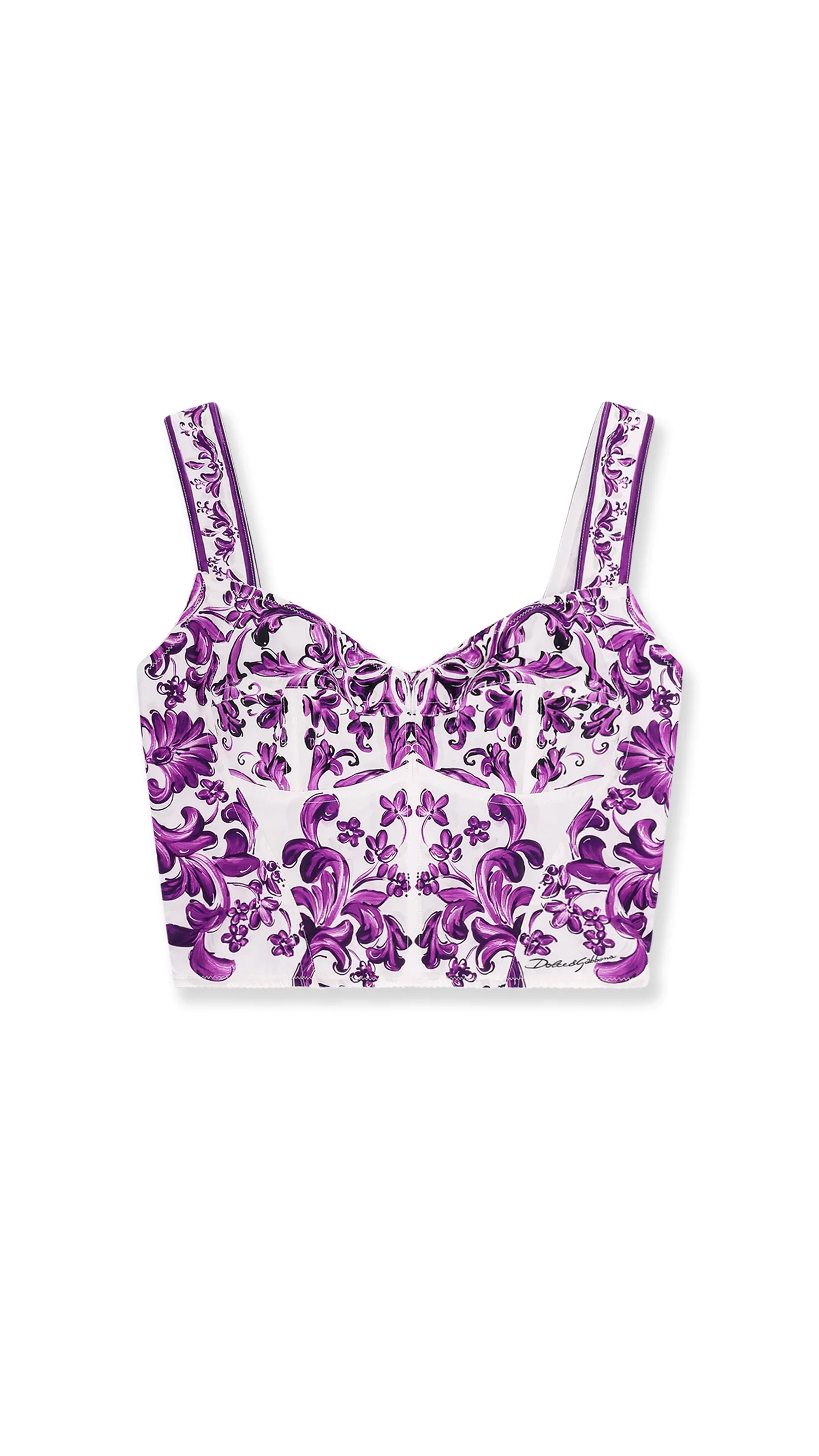 Majolica-print Bustier - Purple