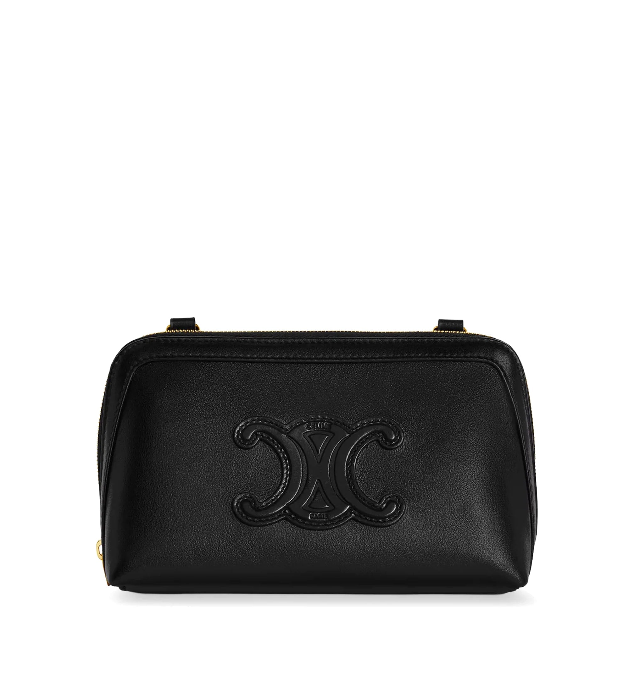 Clutch on Chain Cuir Triomphe in Smooth Calfskin - Black