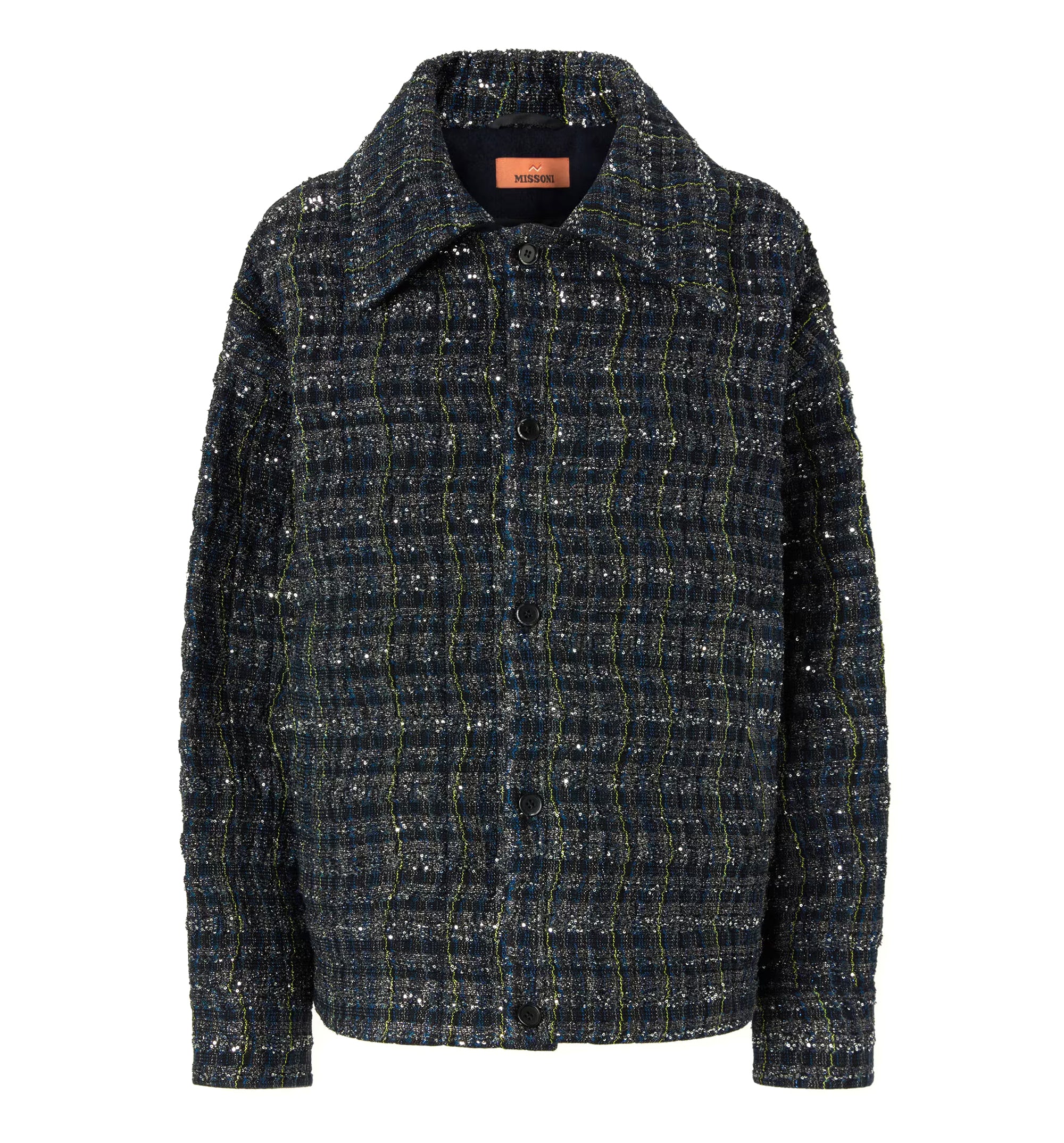Overshirt With Wave Check Pattern - Blue