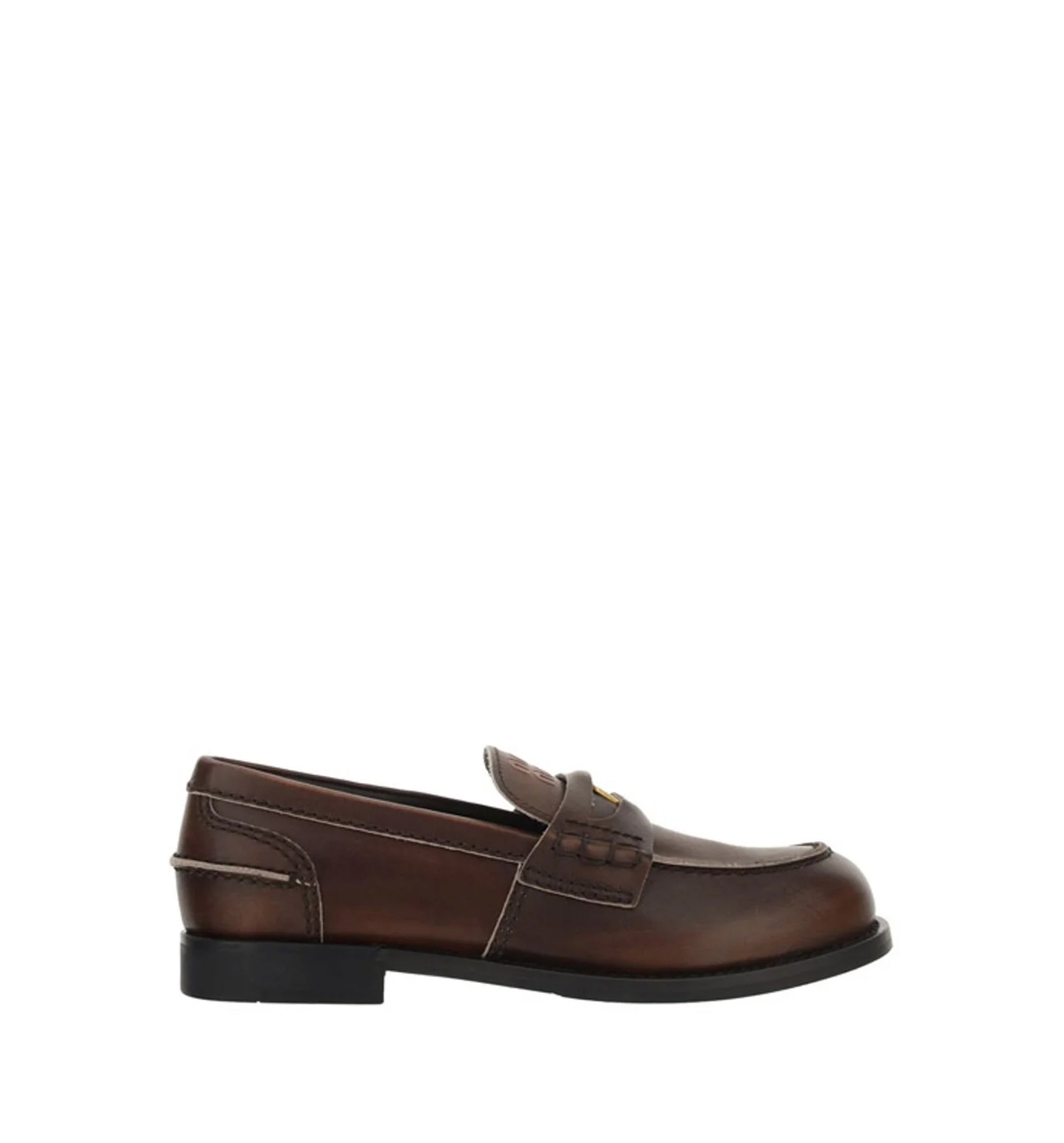 Vintage-effect Leather Penny Loafers