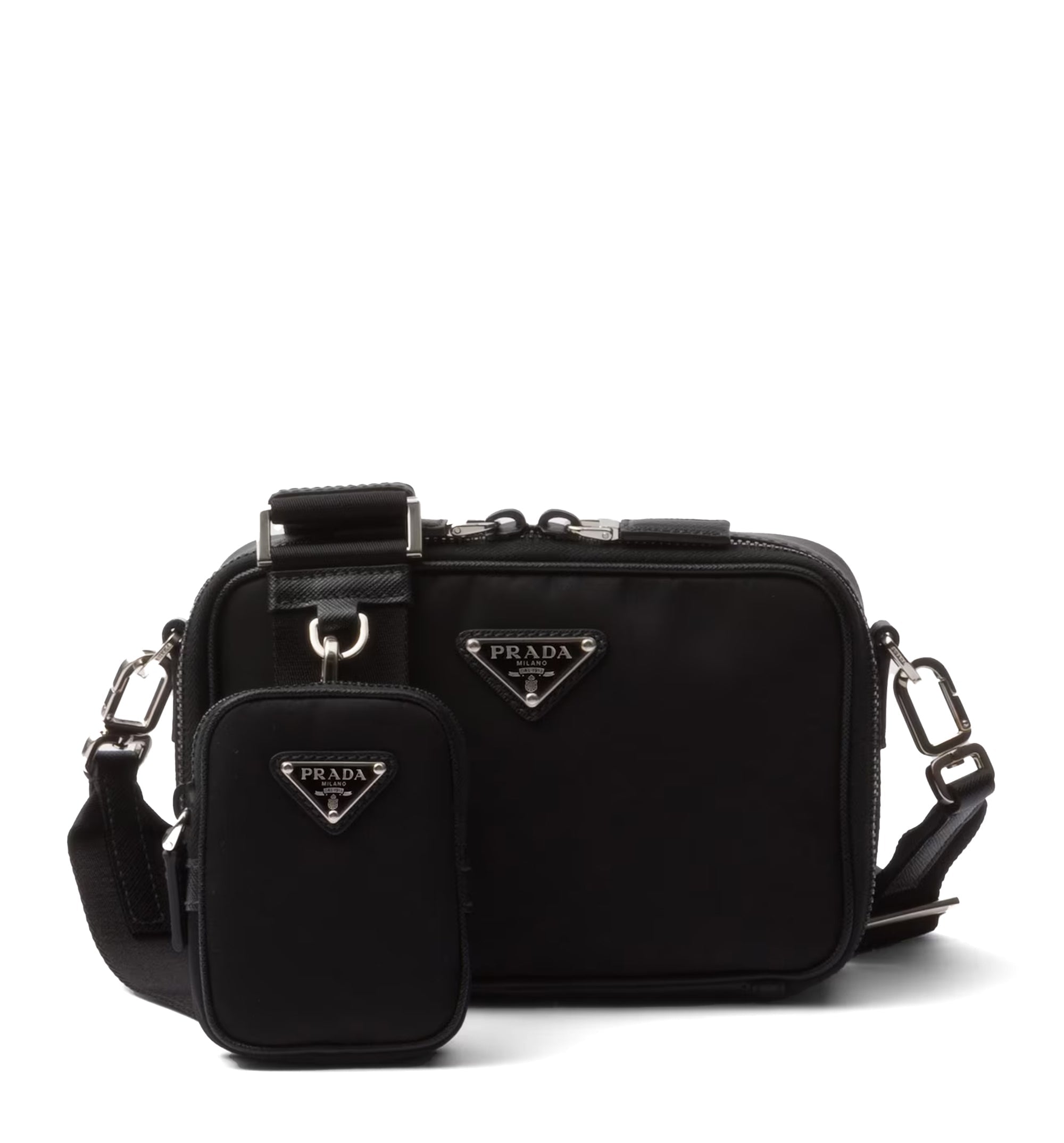 Prada Brique Re-Nylon And Saffiano Leather Bag