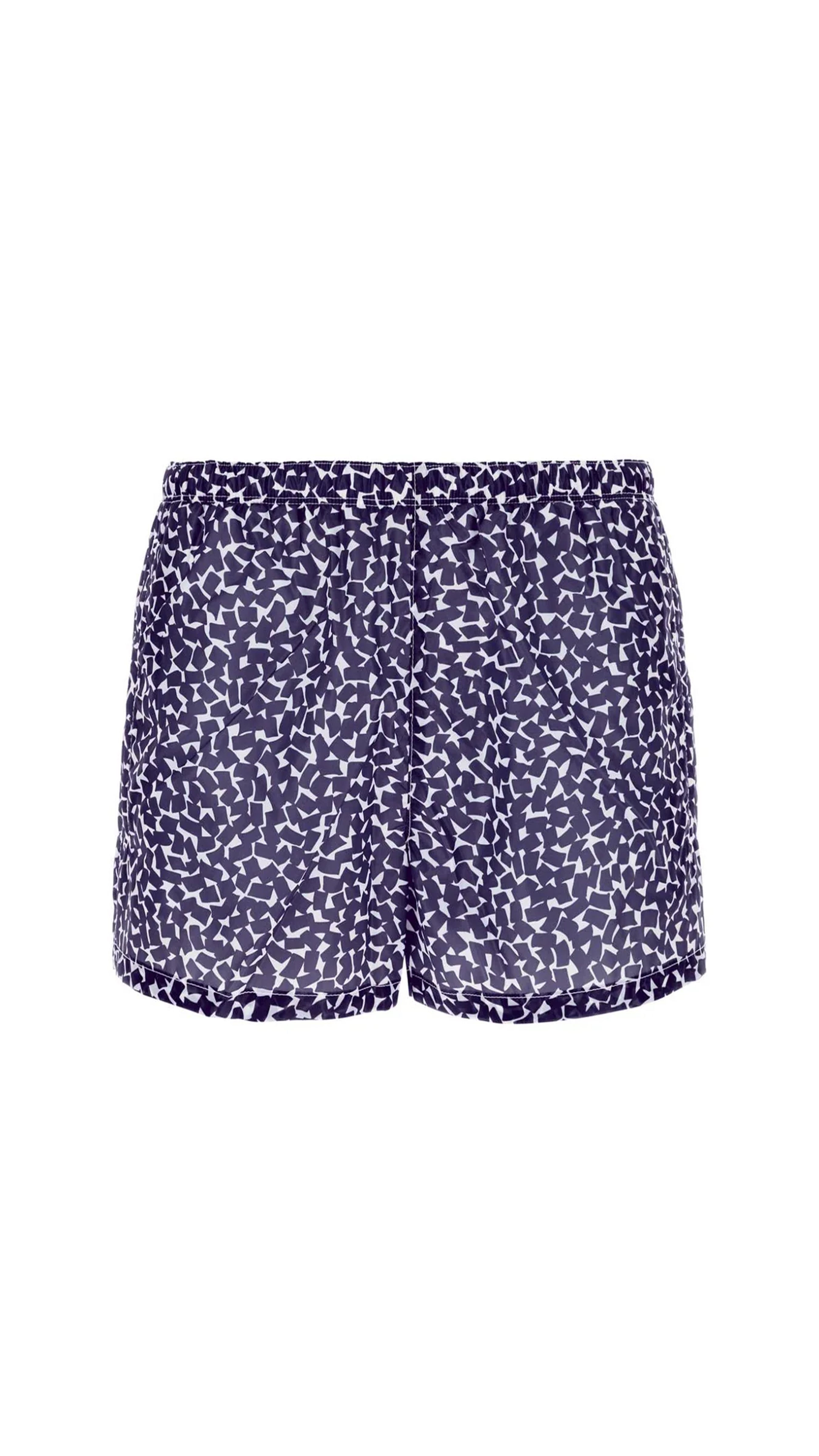 Printed nylon swimming shorts - Navy