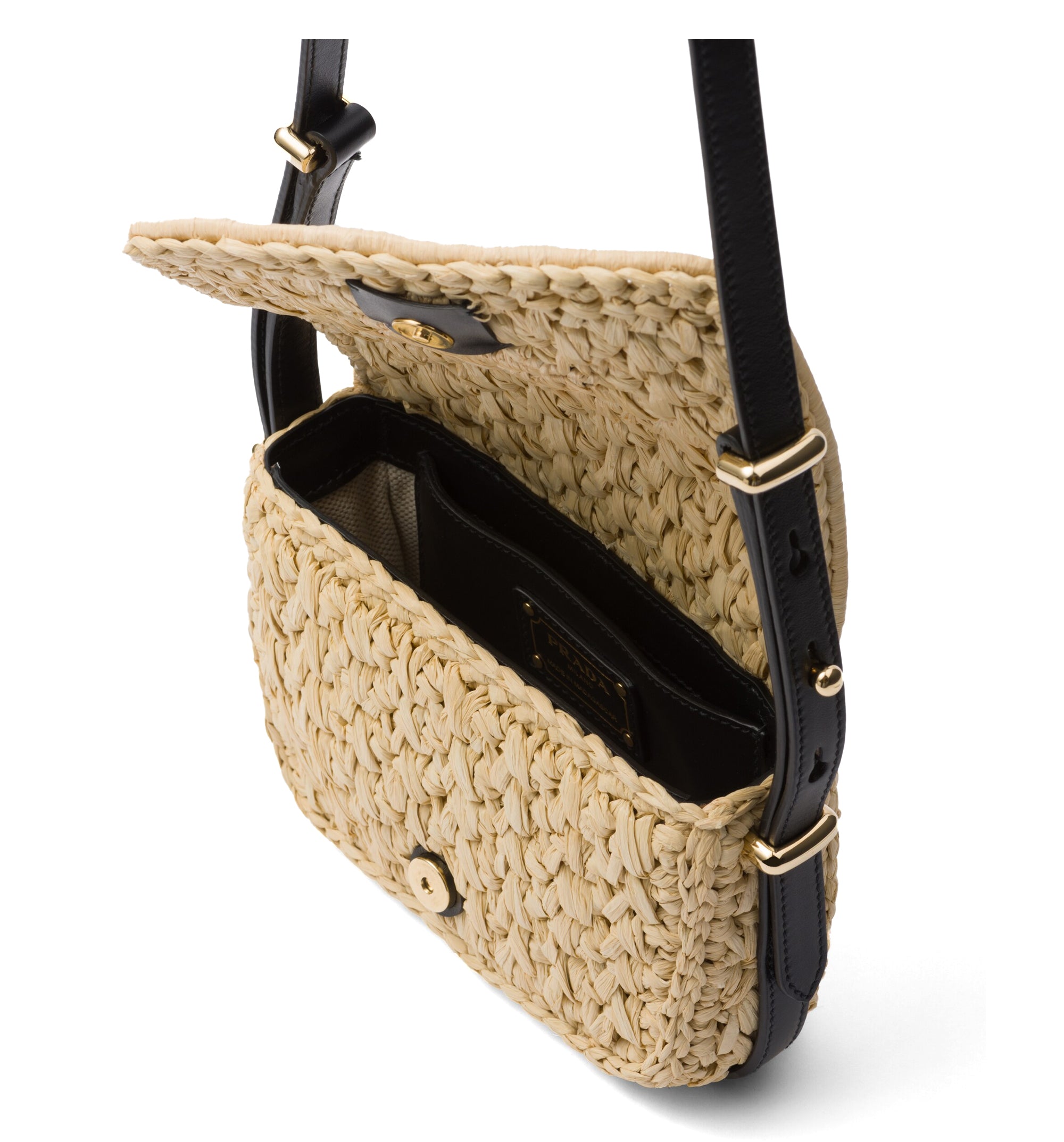 Crochet and leather shoulder bag