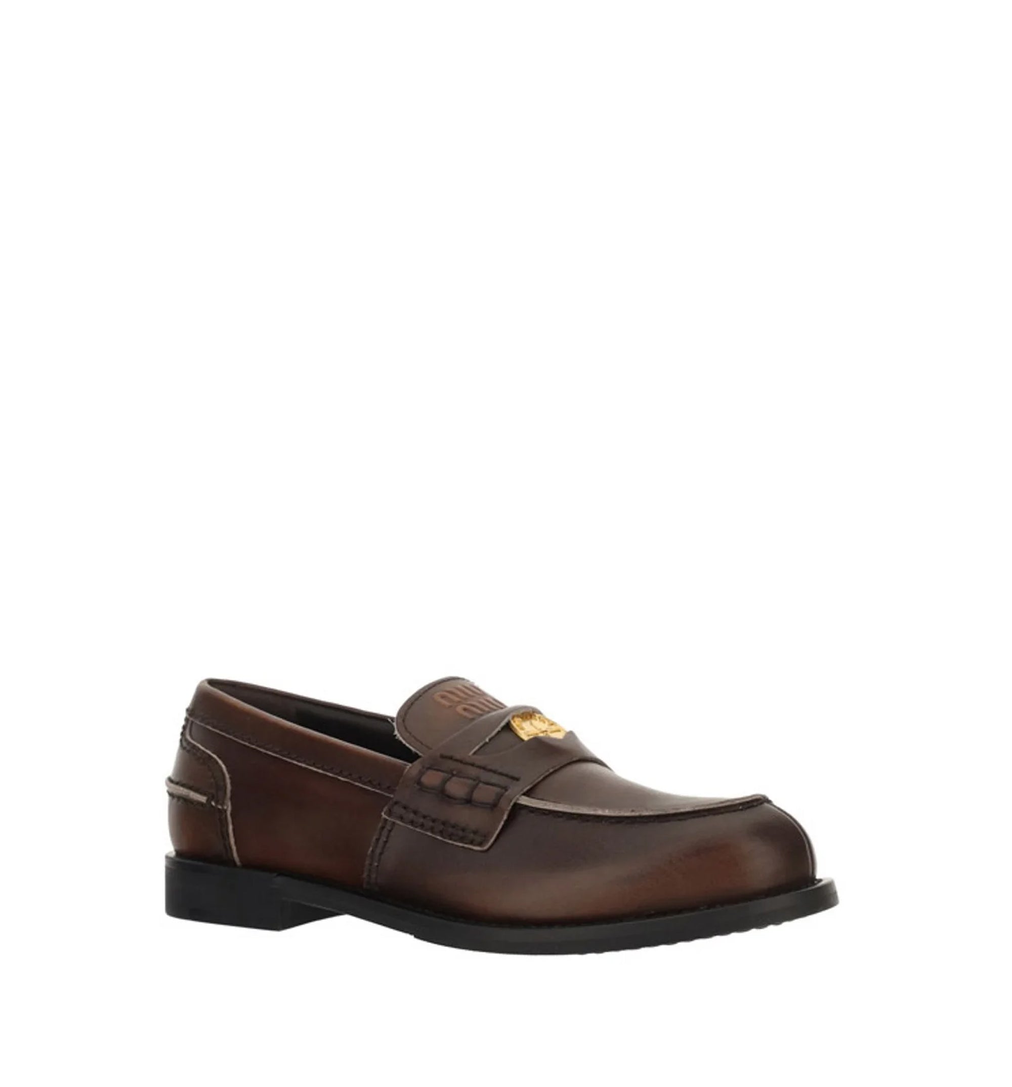 Vintage-effect Leather Penny Loafers