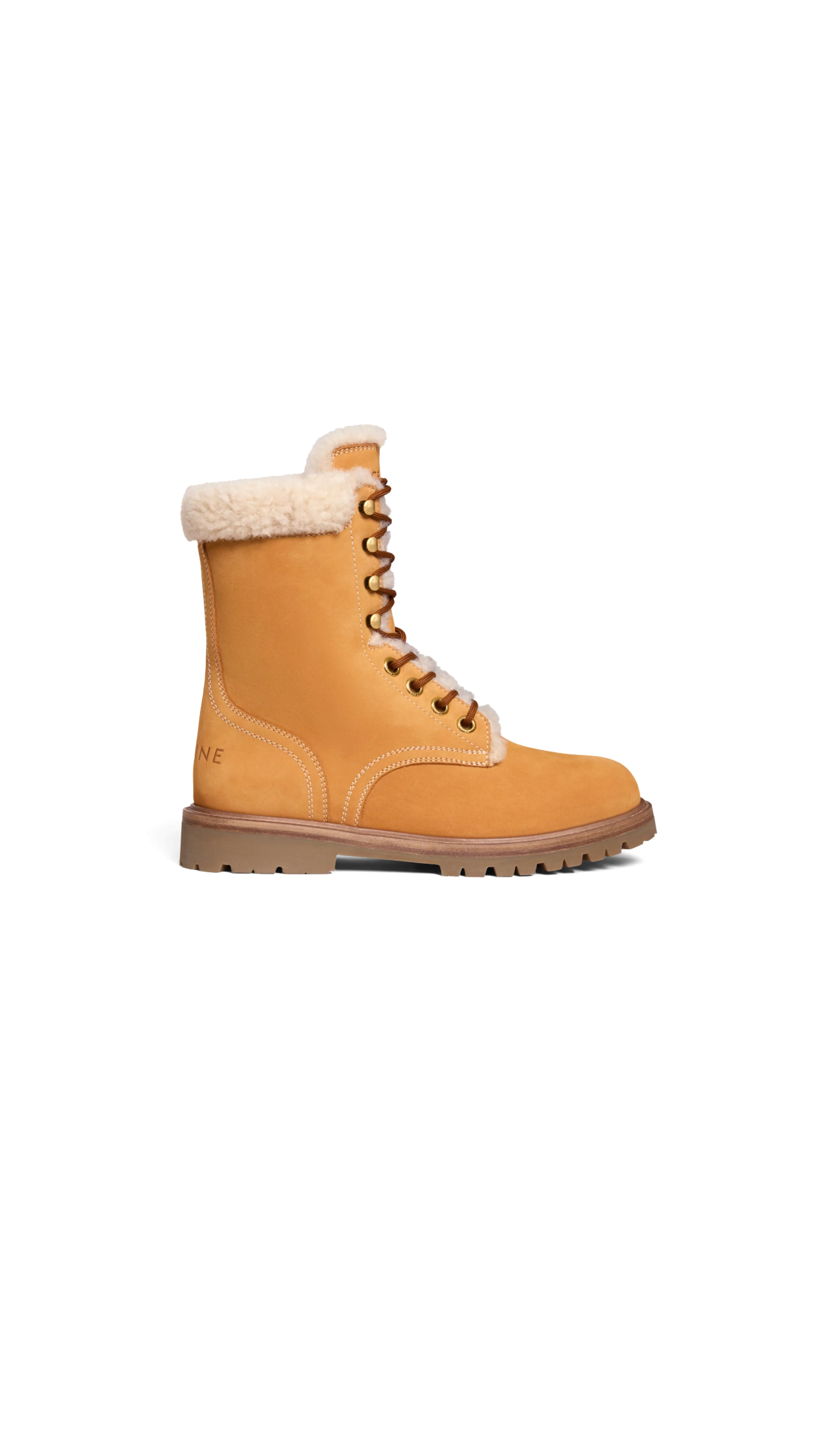 Kurt Lace-up Mid Boot in Nubuck & Shearling - Light Tan/Natural