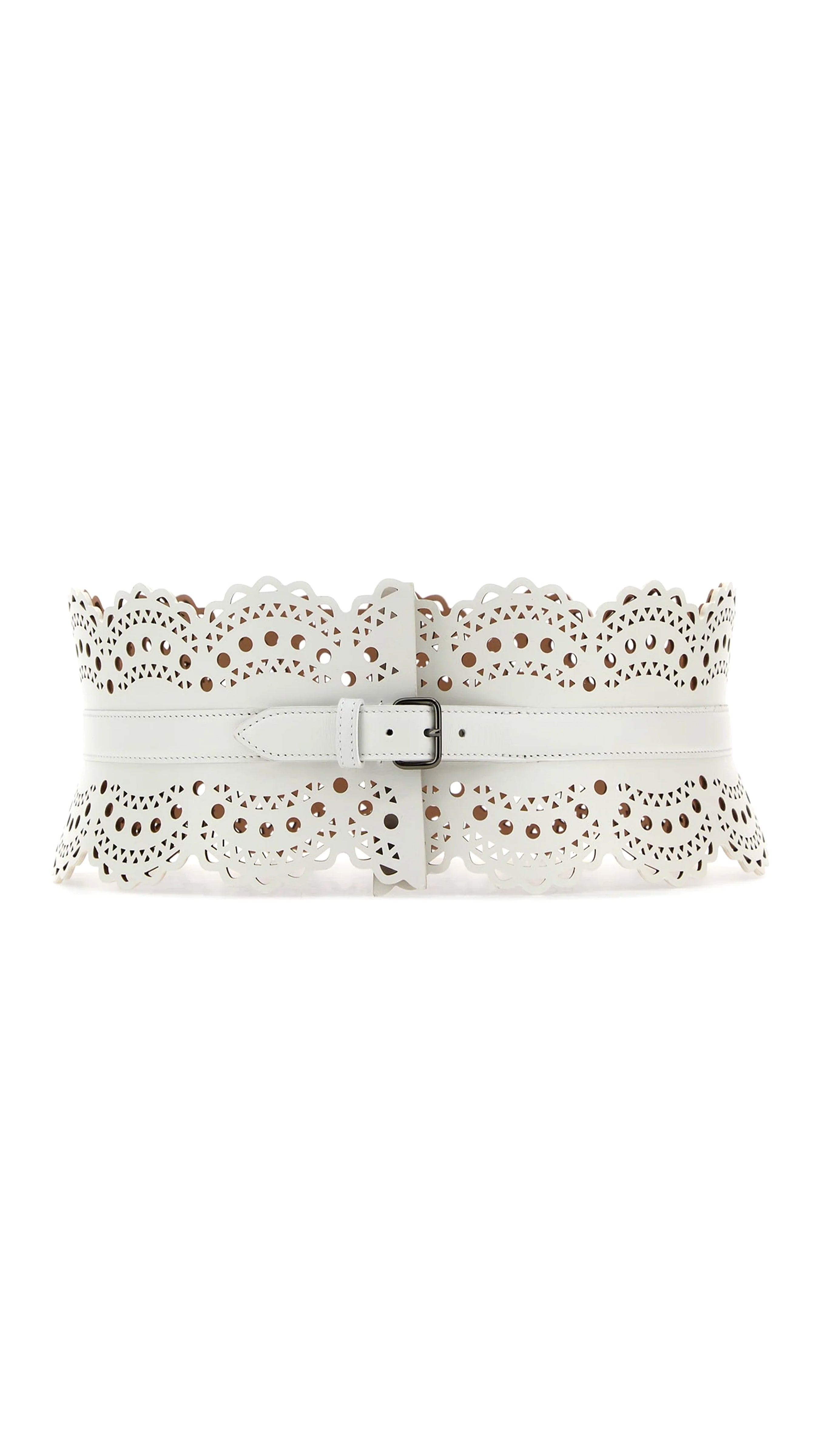 Bustier Belt in Vienne Wave Calfskin - Optic White