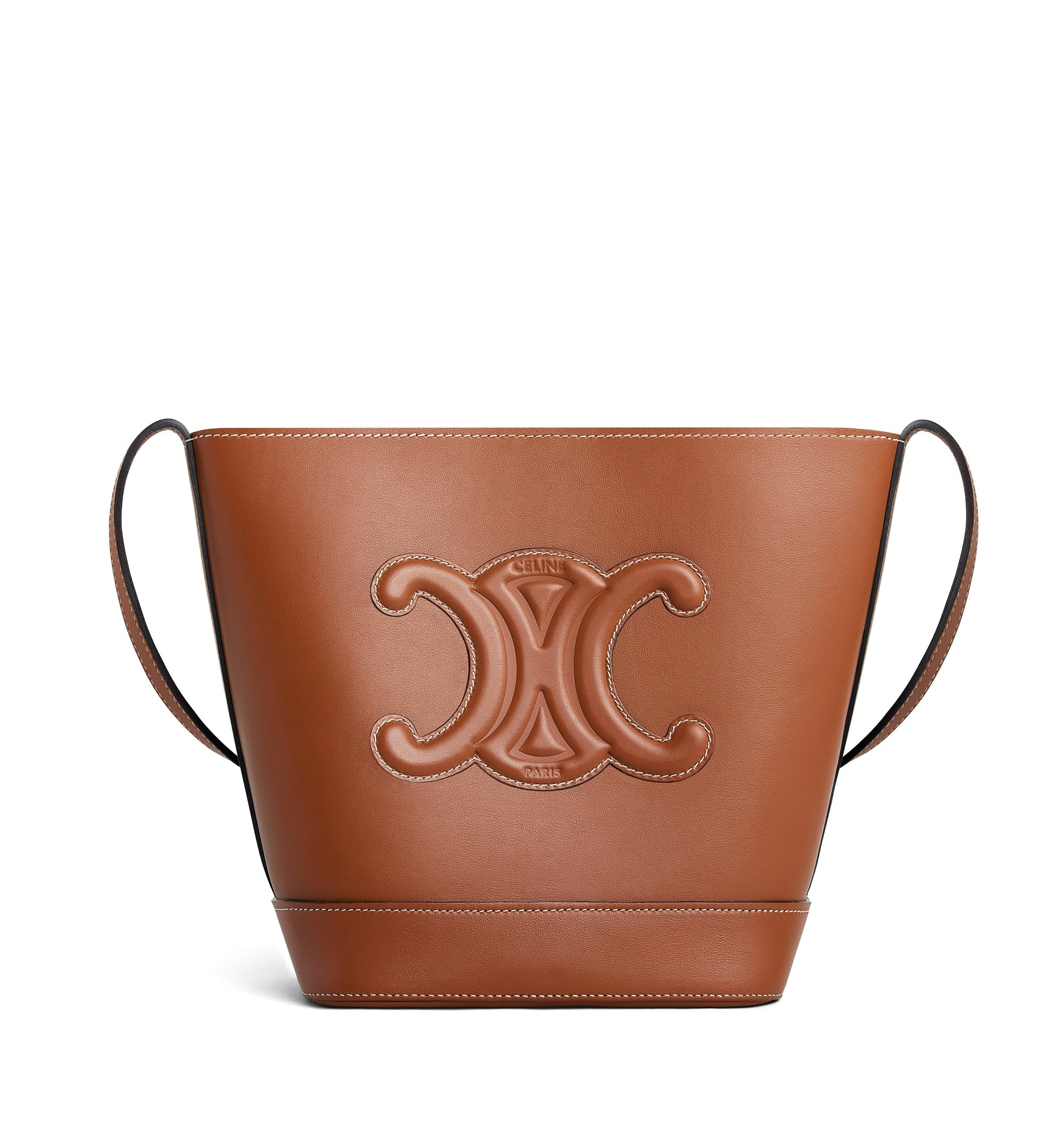 Small Triomphe Bucket Bag in Smooth Calfskin - Tan