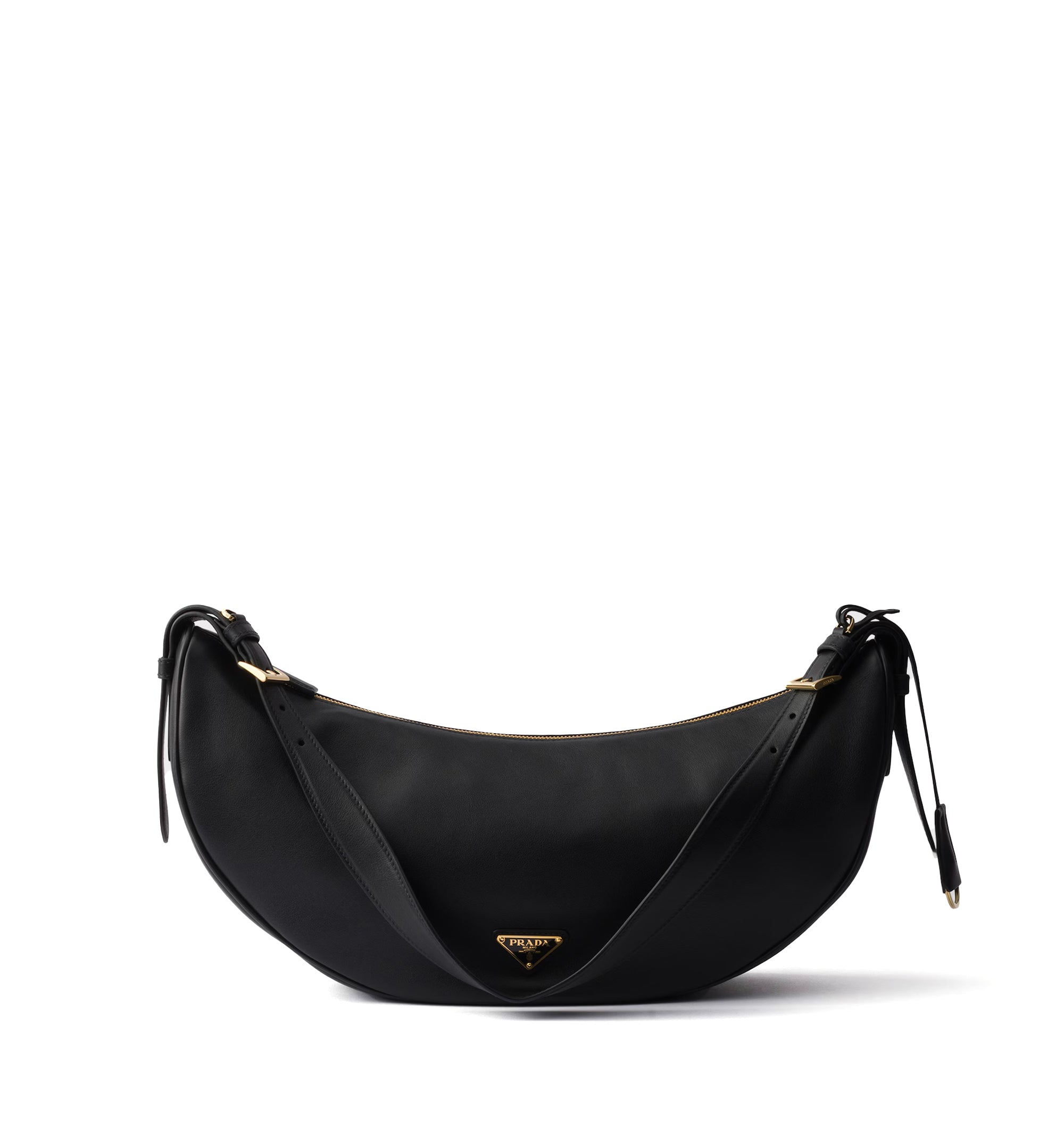 Demi-lune large leather shoulder bag