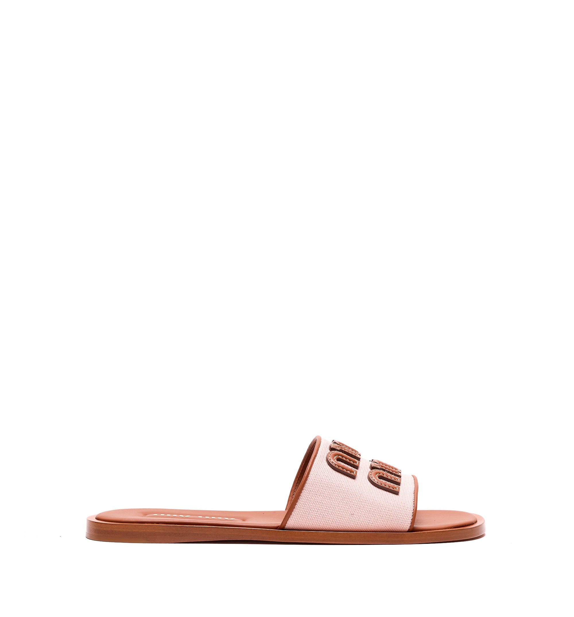 Canvas and leather slides