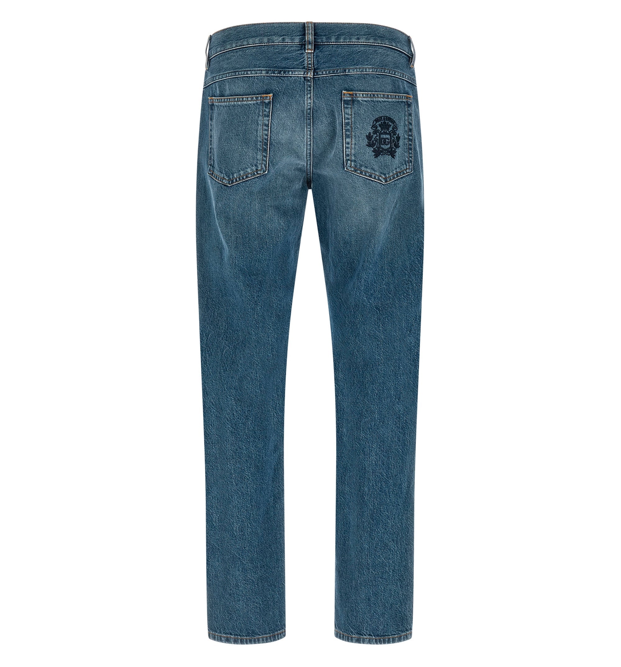 Regular-fit cotton jeans with tag