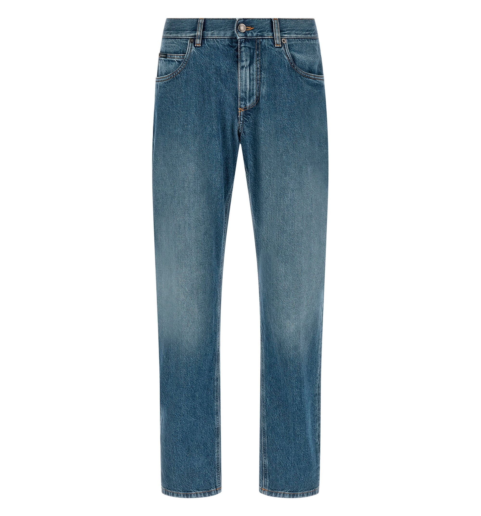 Regular-fit cotton jeans with tag