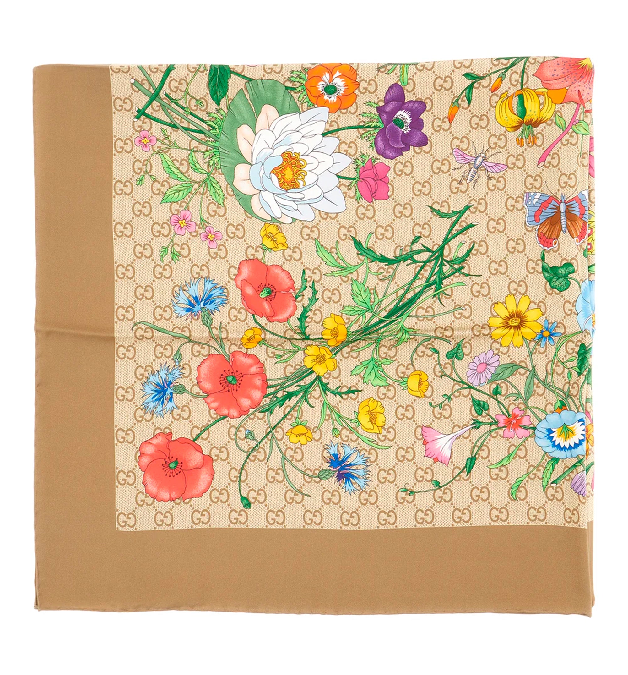 Printed GG silk twill carré