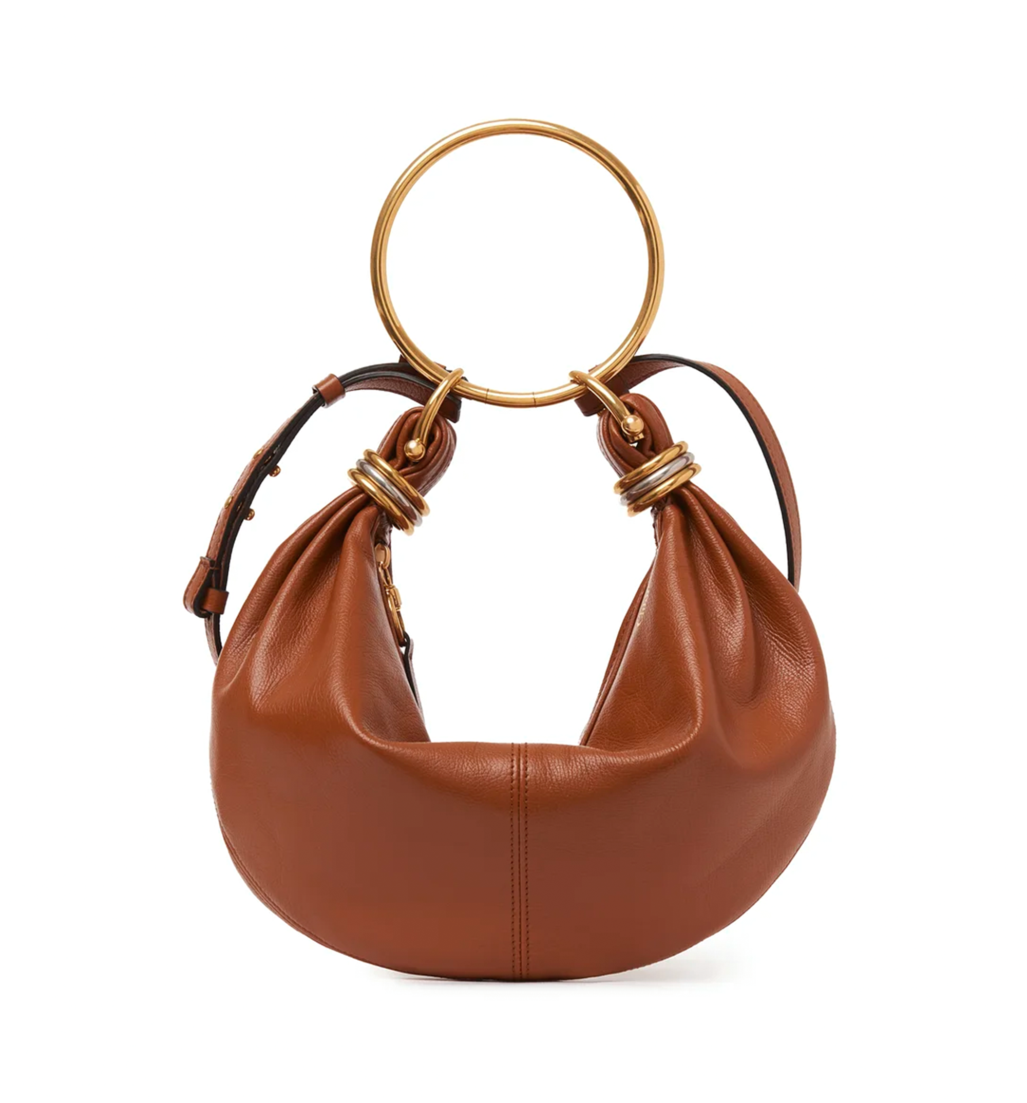 Small Bracelet Hobo Bag in Grained Leather