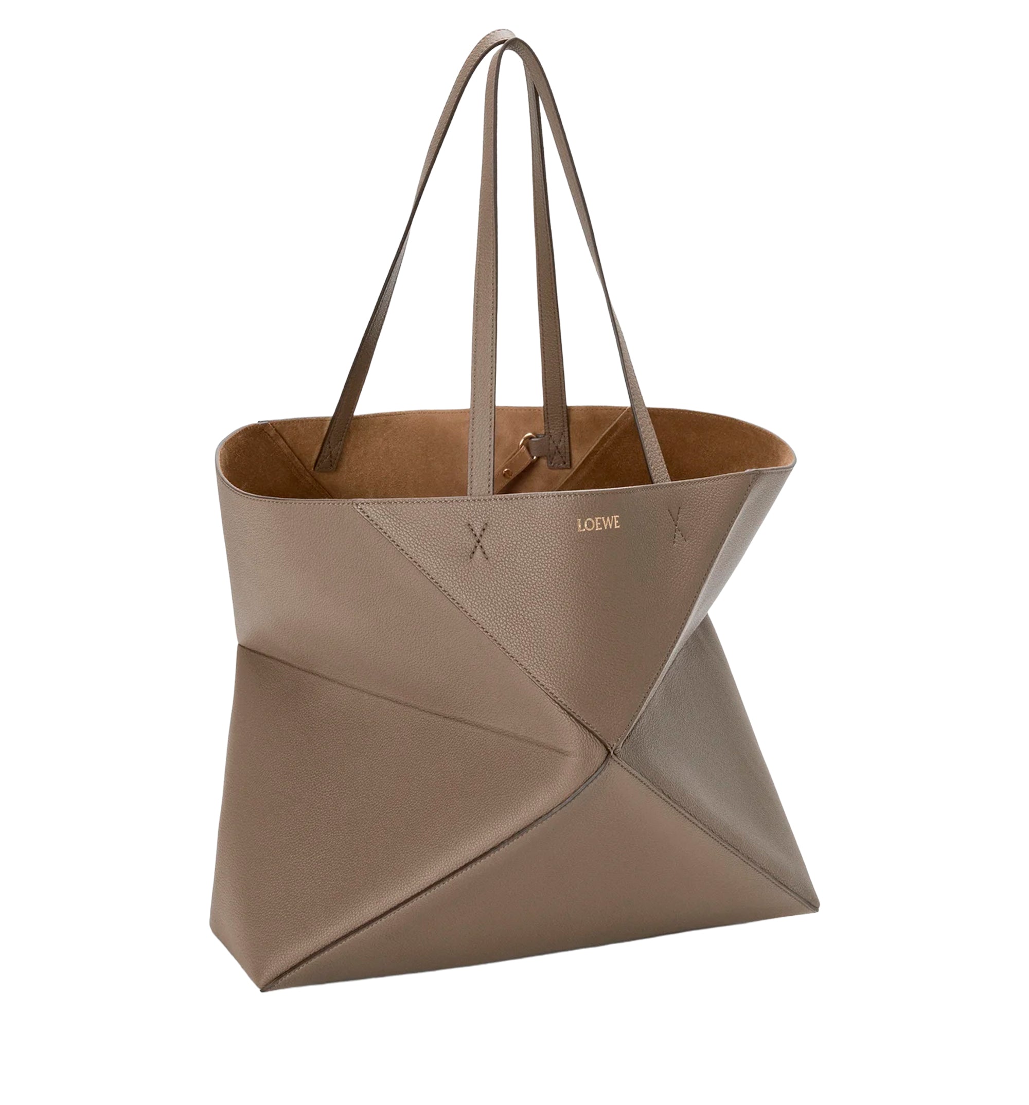 Large horizontal Puzzle Fold tote in soft grained calfskin