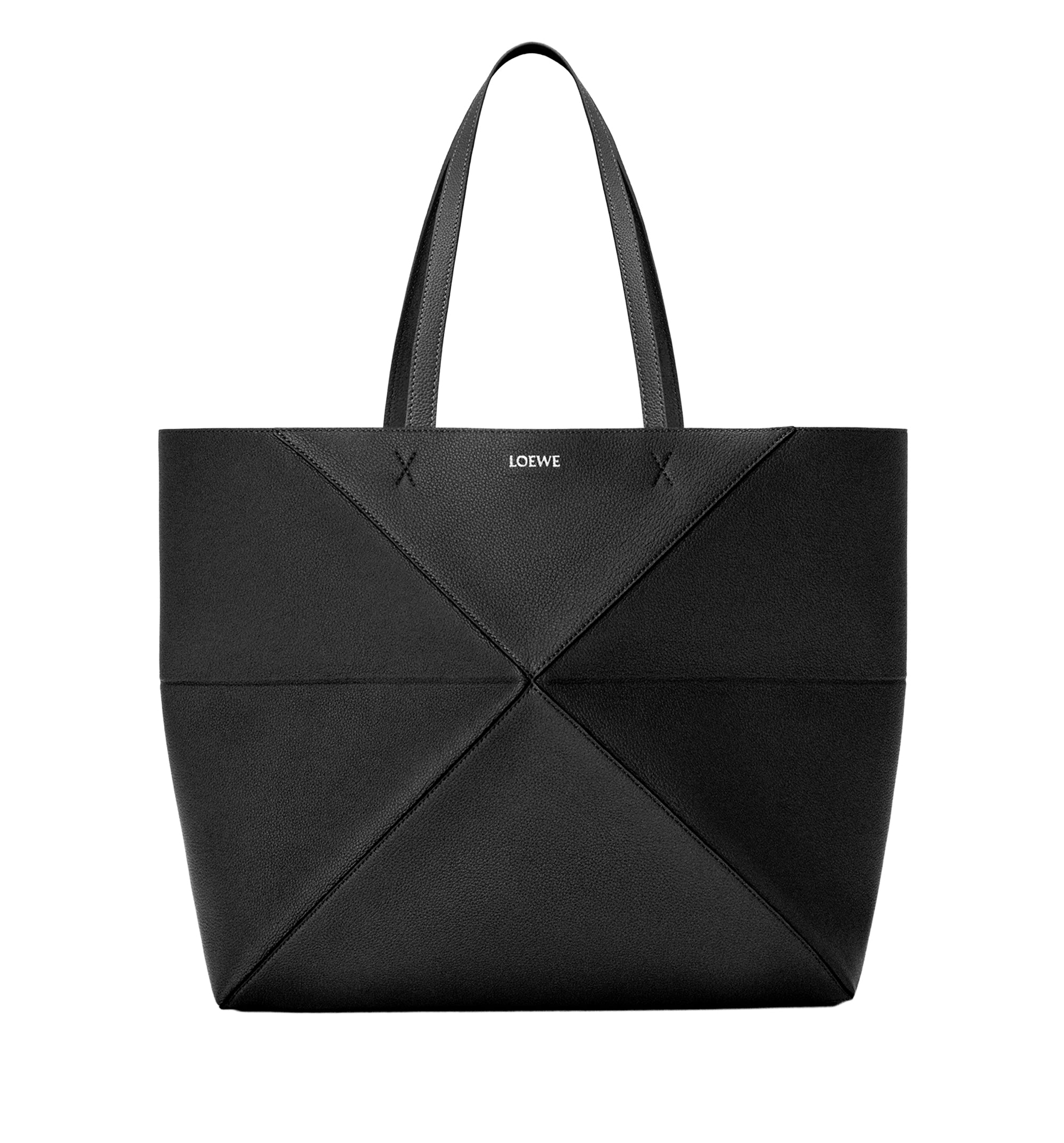 Large horizontal Puzzle Fold tote in soft grained calfskin