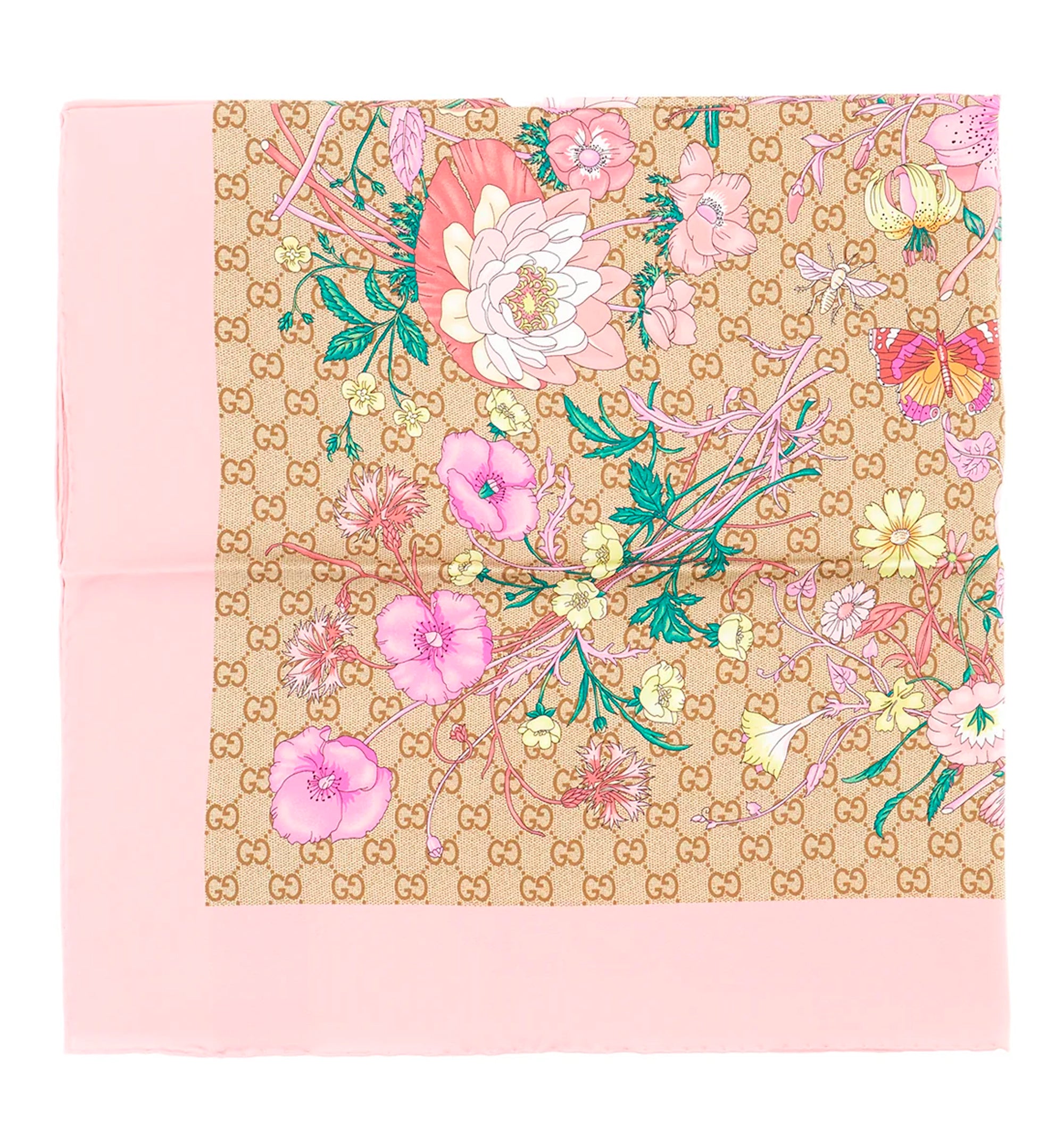 Printed GG silk twill carré