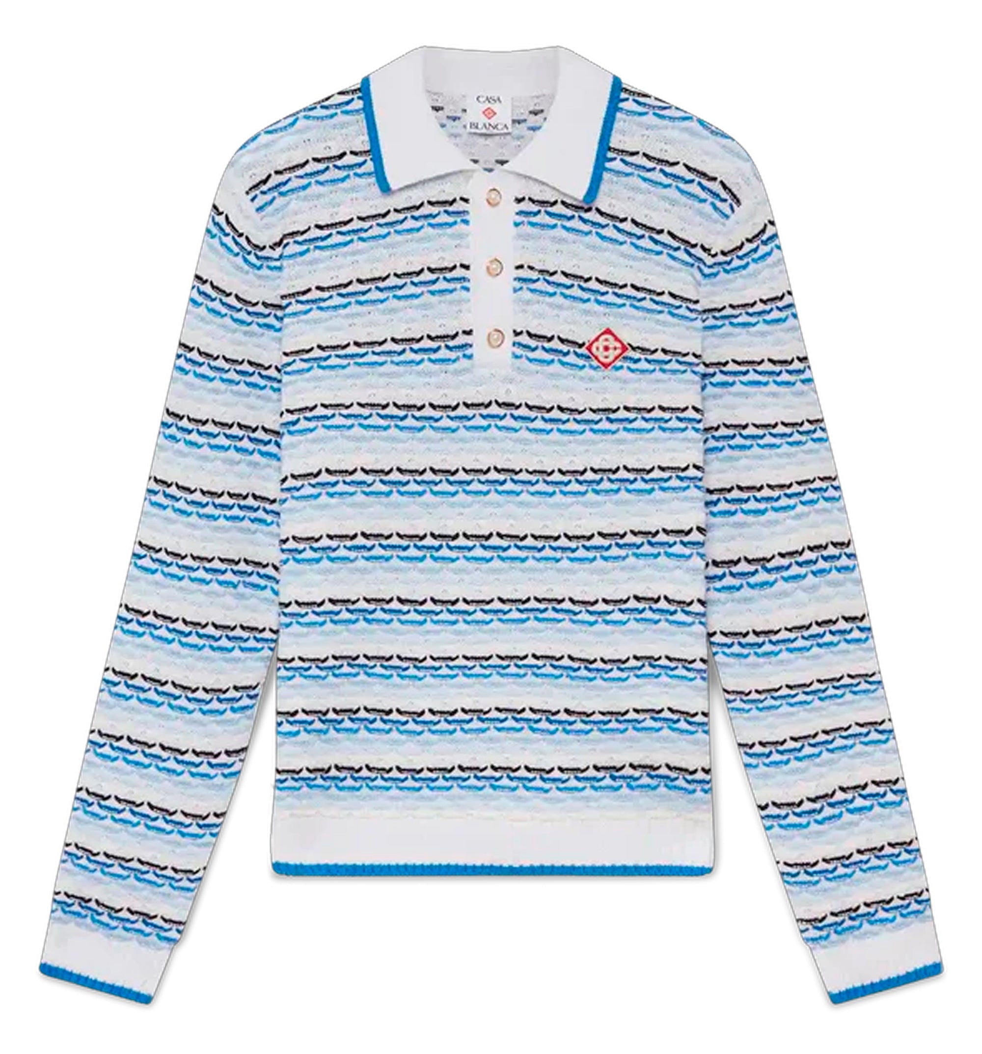 Tuck Stitch Long Sleeve Polo Shirt