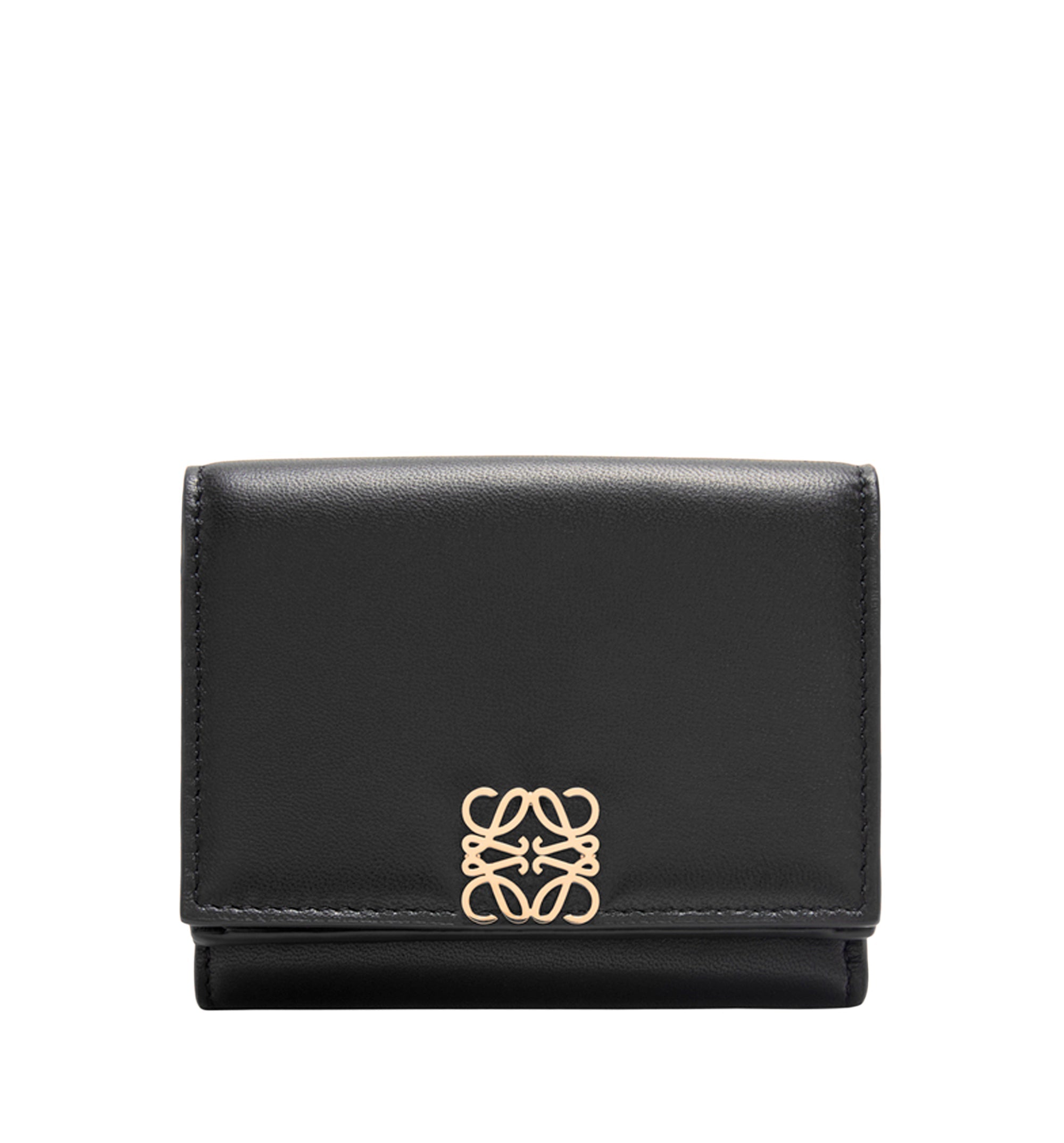 Puffer Anagram trifold wallet in shiny nappa calfskin