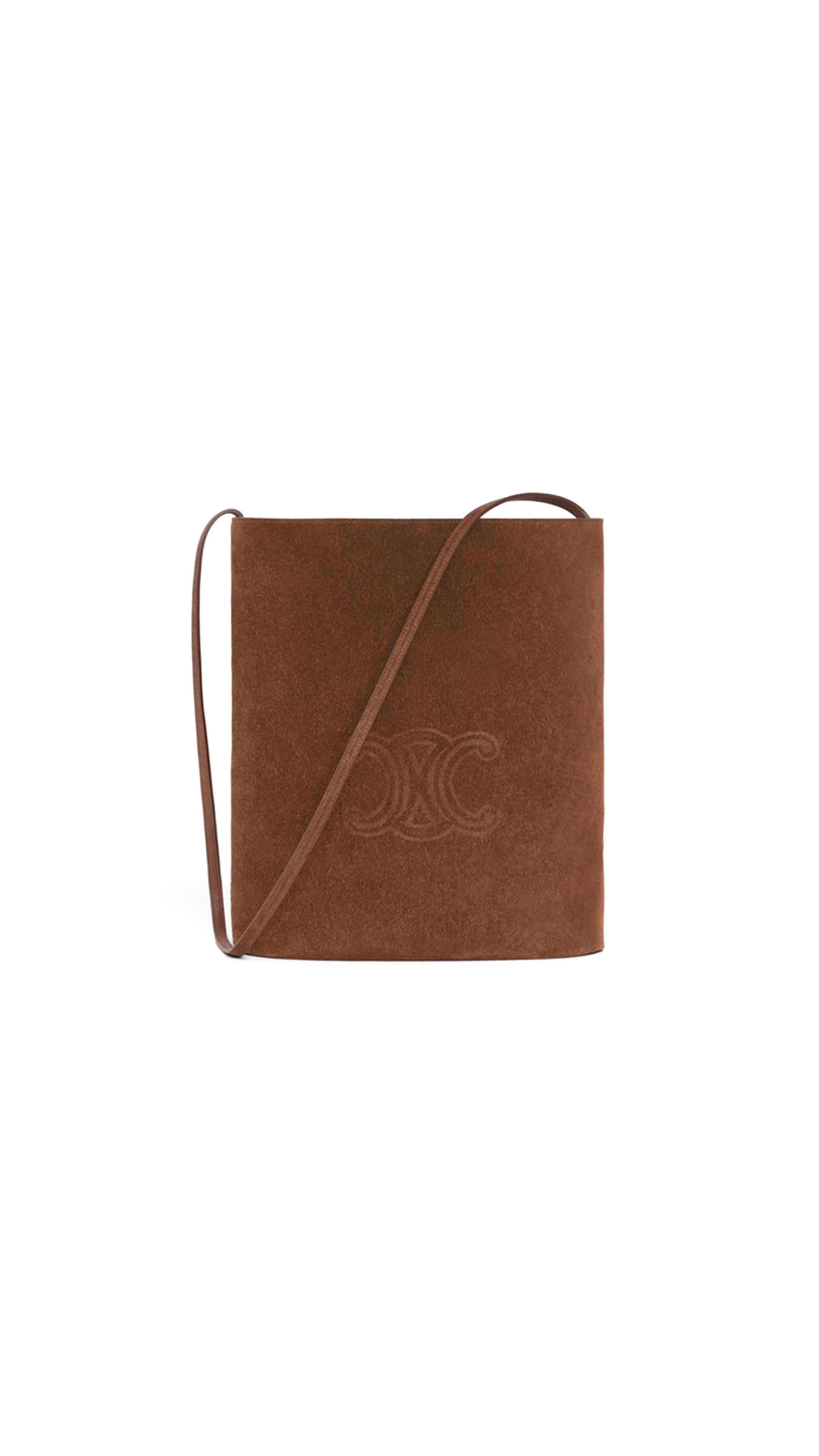 Bucket In Suede Calfskin With Triomphe Embossed - Brown