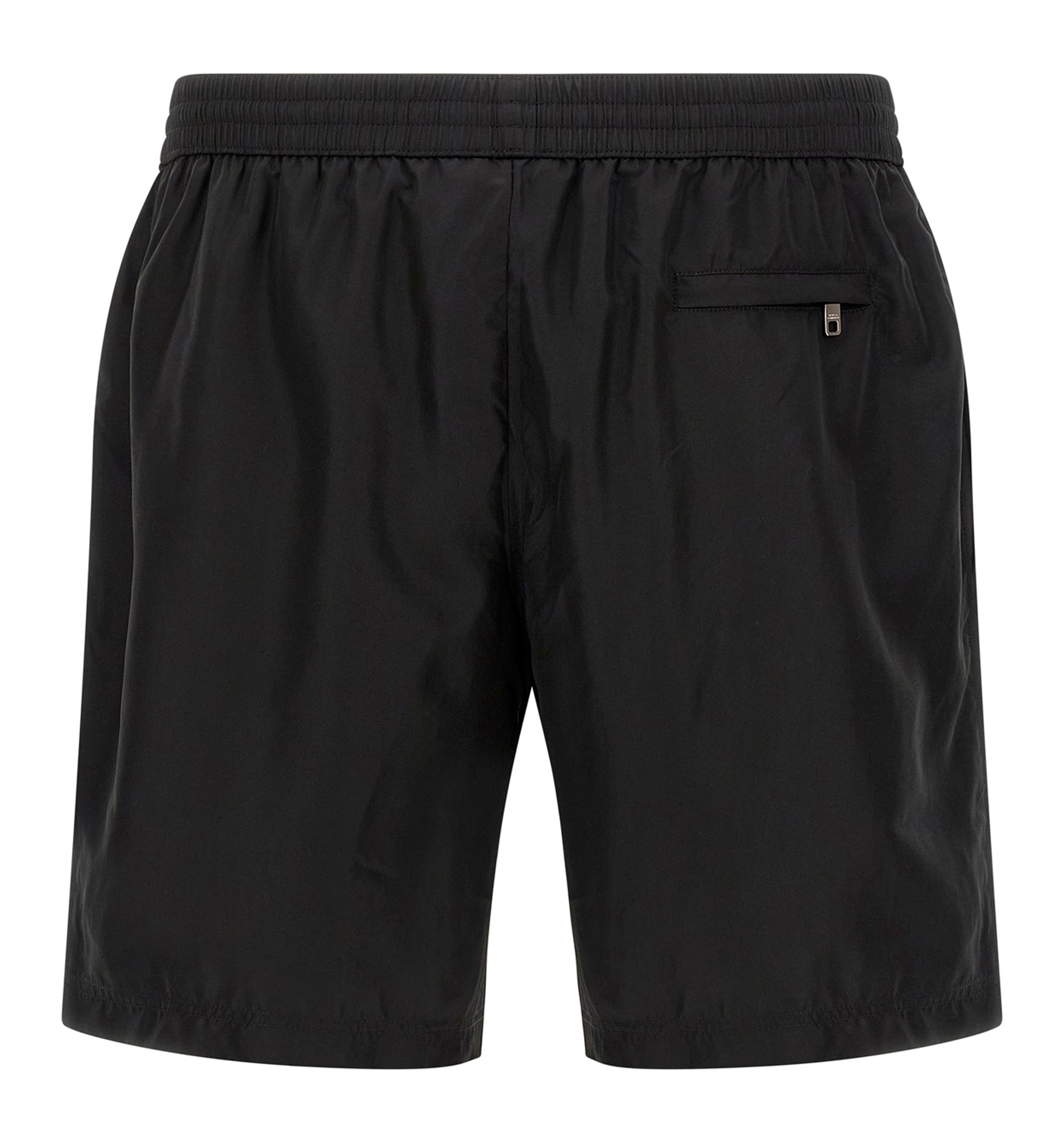 Mid-length swim trunks with tag
