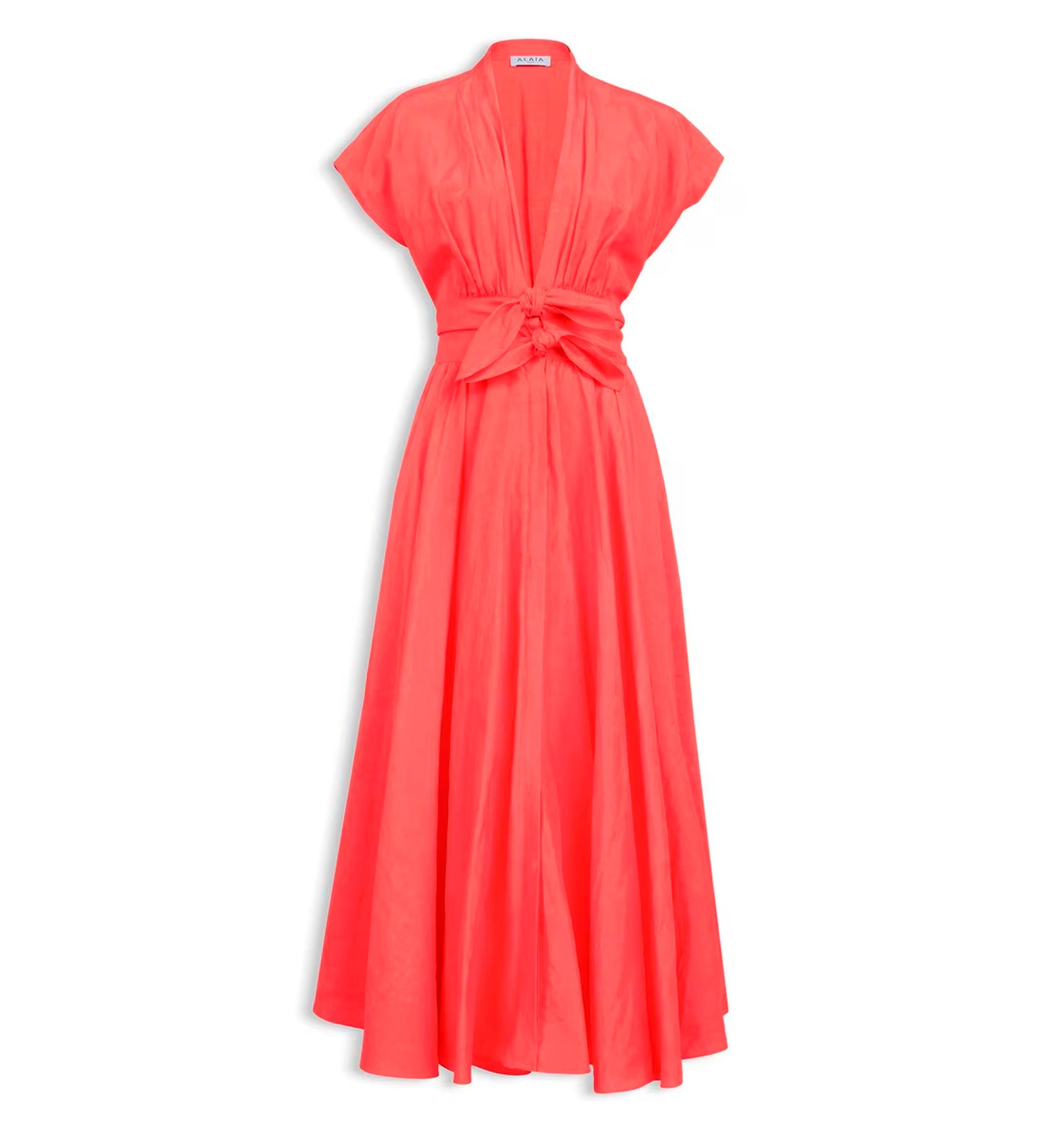Linen-Blend Belted Dress