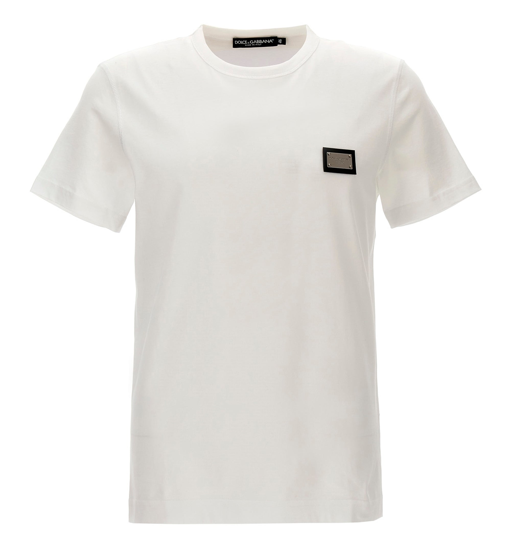Cotton V-neck T-shirt with branded tag