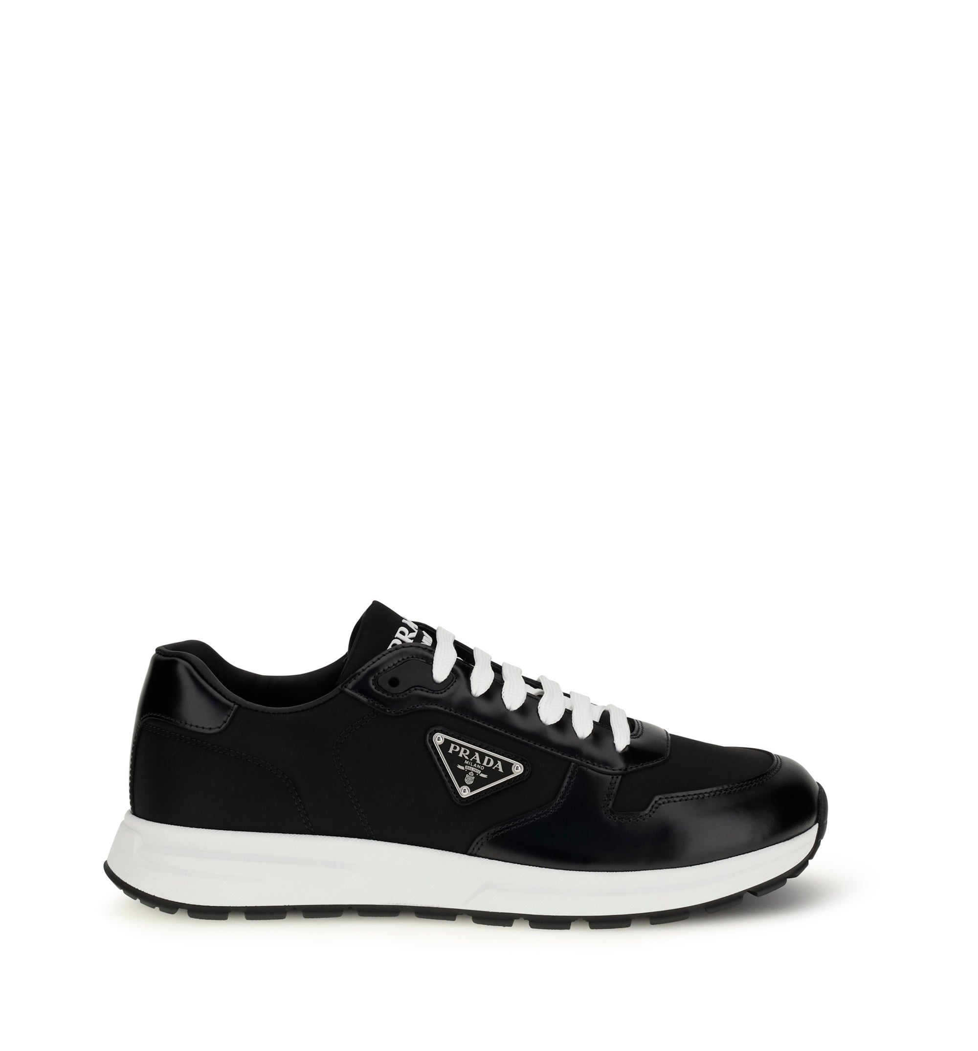 Prax 01 Re-Nylon and brushed leather sneakers