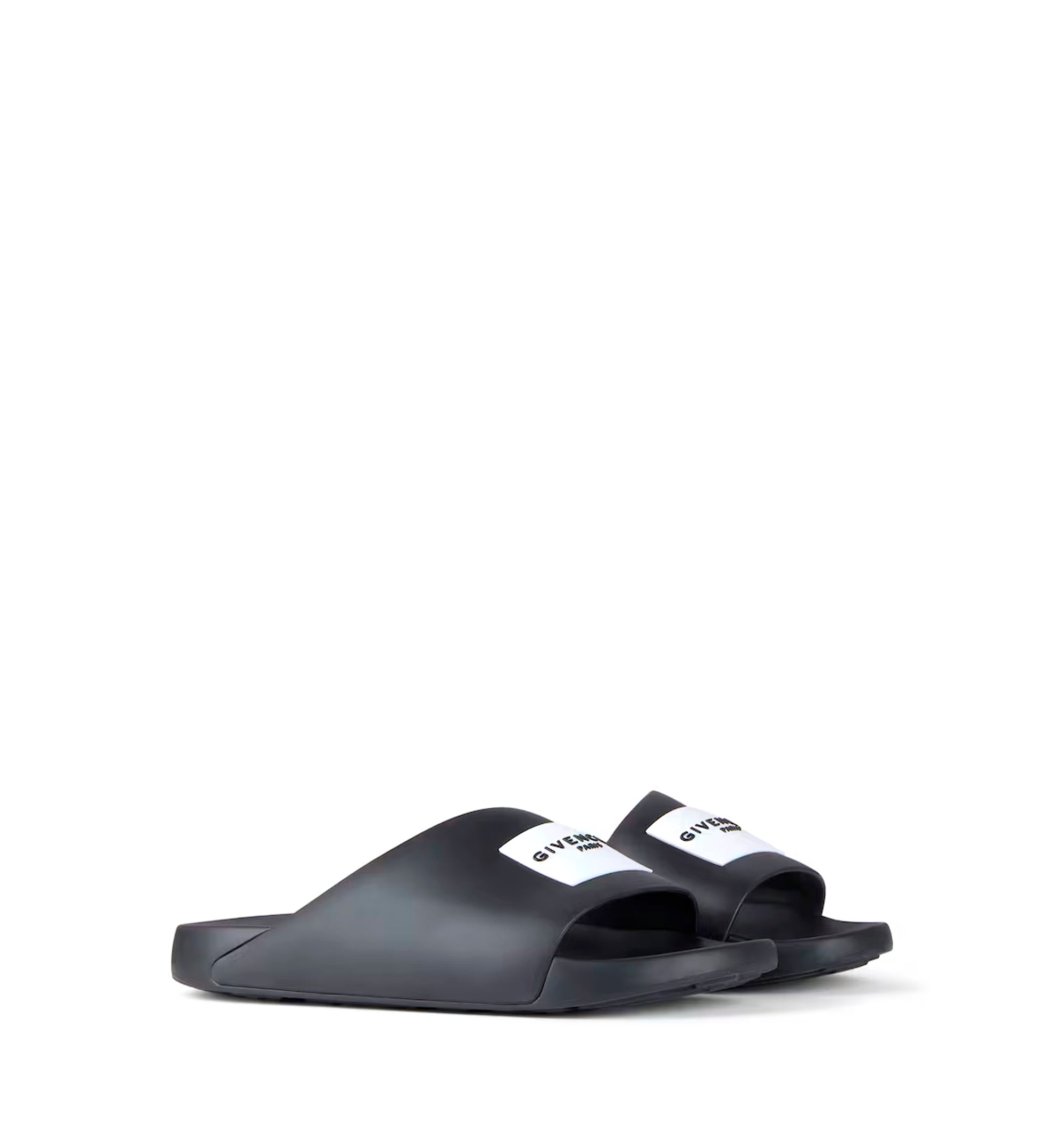 Label Slide mules in rubber