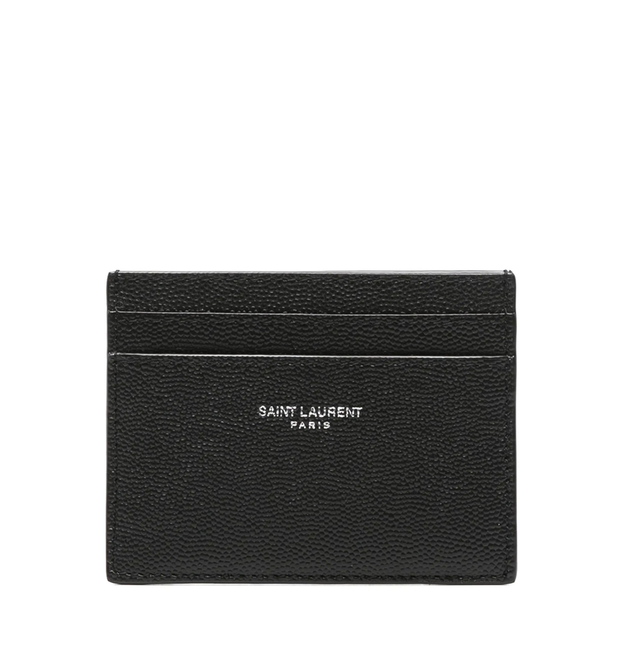 Saint Laurent Paris Credit Card Case In Grain De Poudre Leather