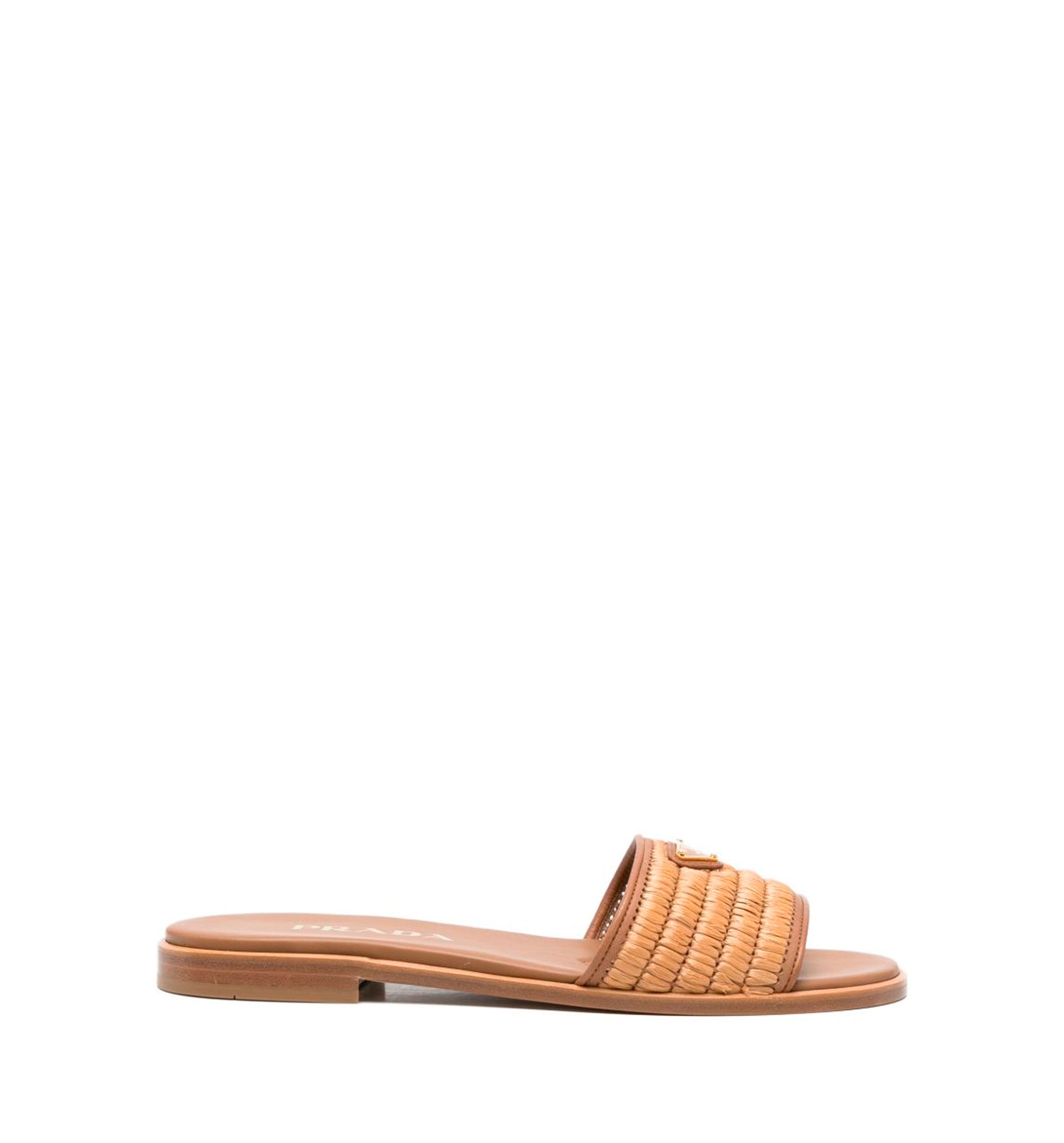 Leather and crochet slides