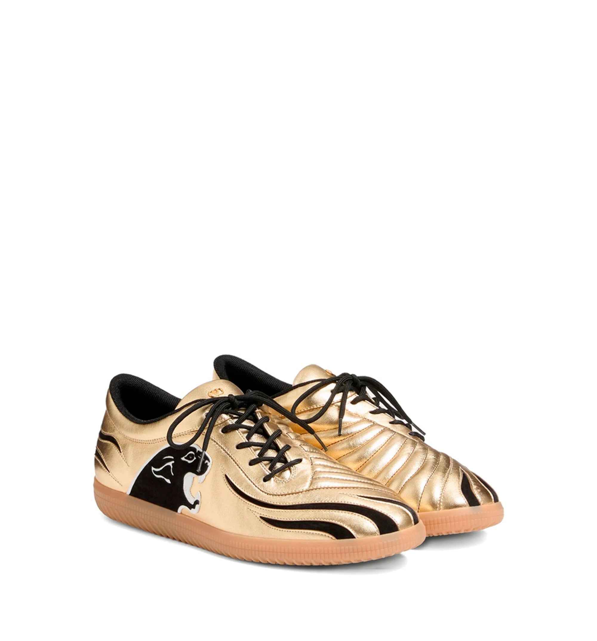 Gold leather sneakers