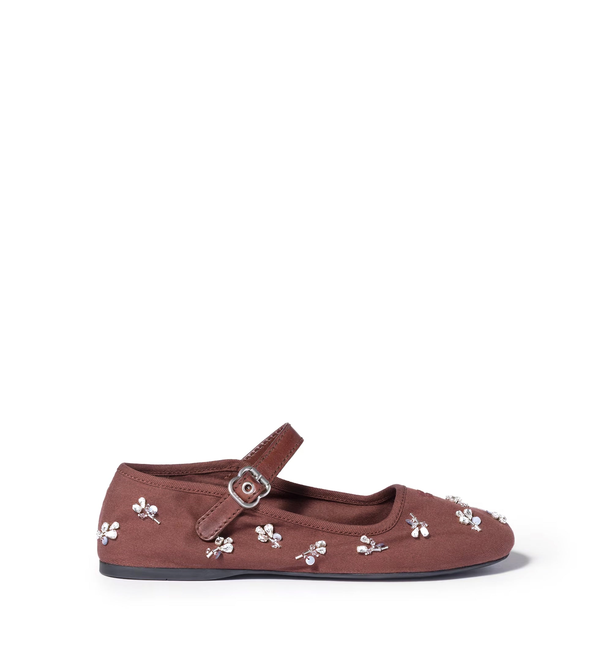 Embroidered drill ballerinas