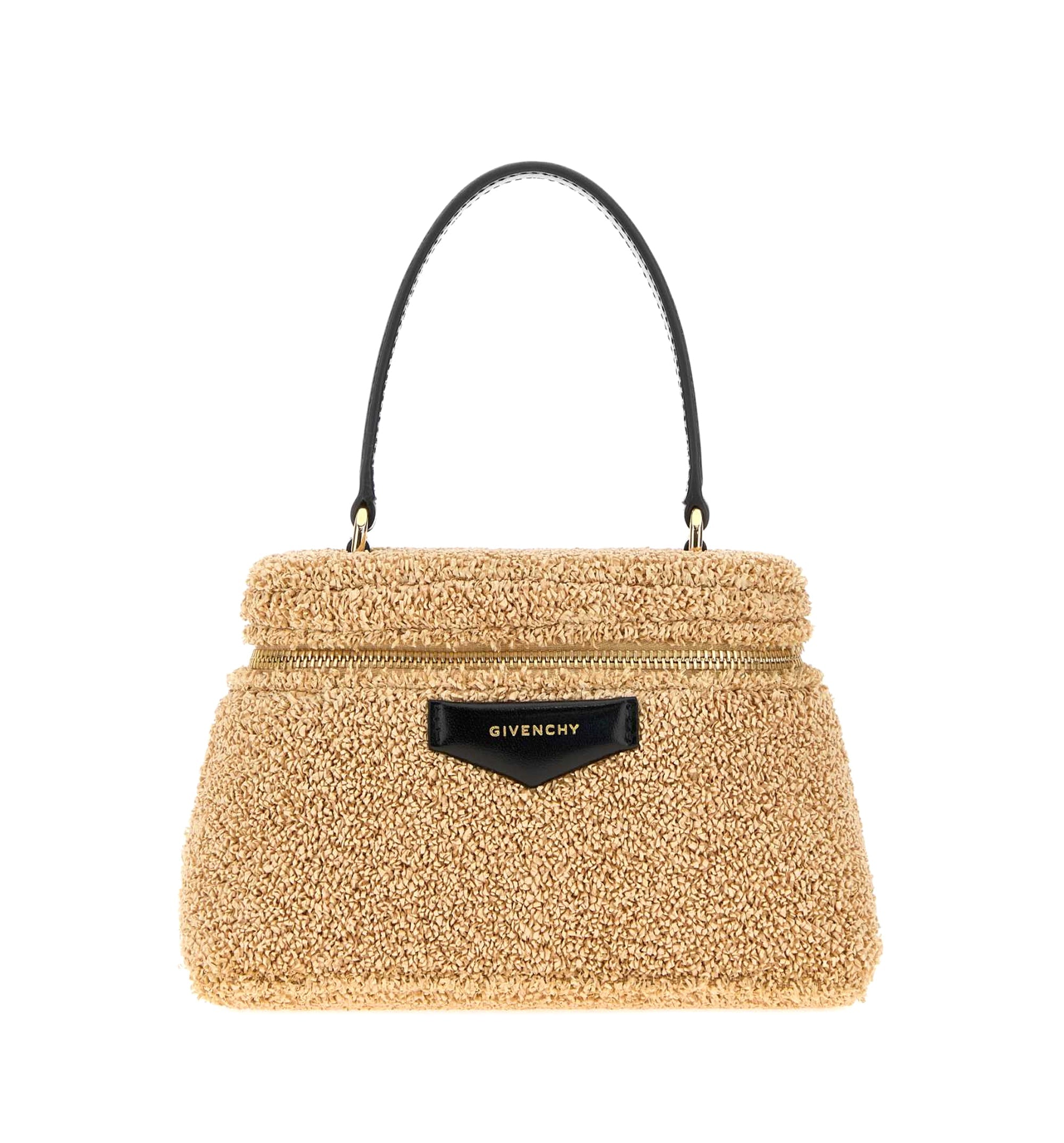 Antigona Vanity Bag In Sponge Raffia With Chain