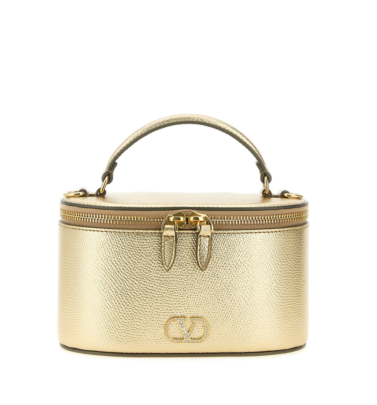 VLogo Signature Mini Vanity Bag in Laminated Grainy Calfskin