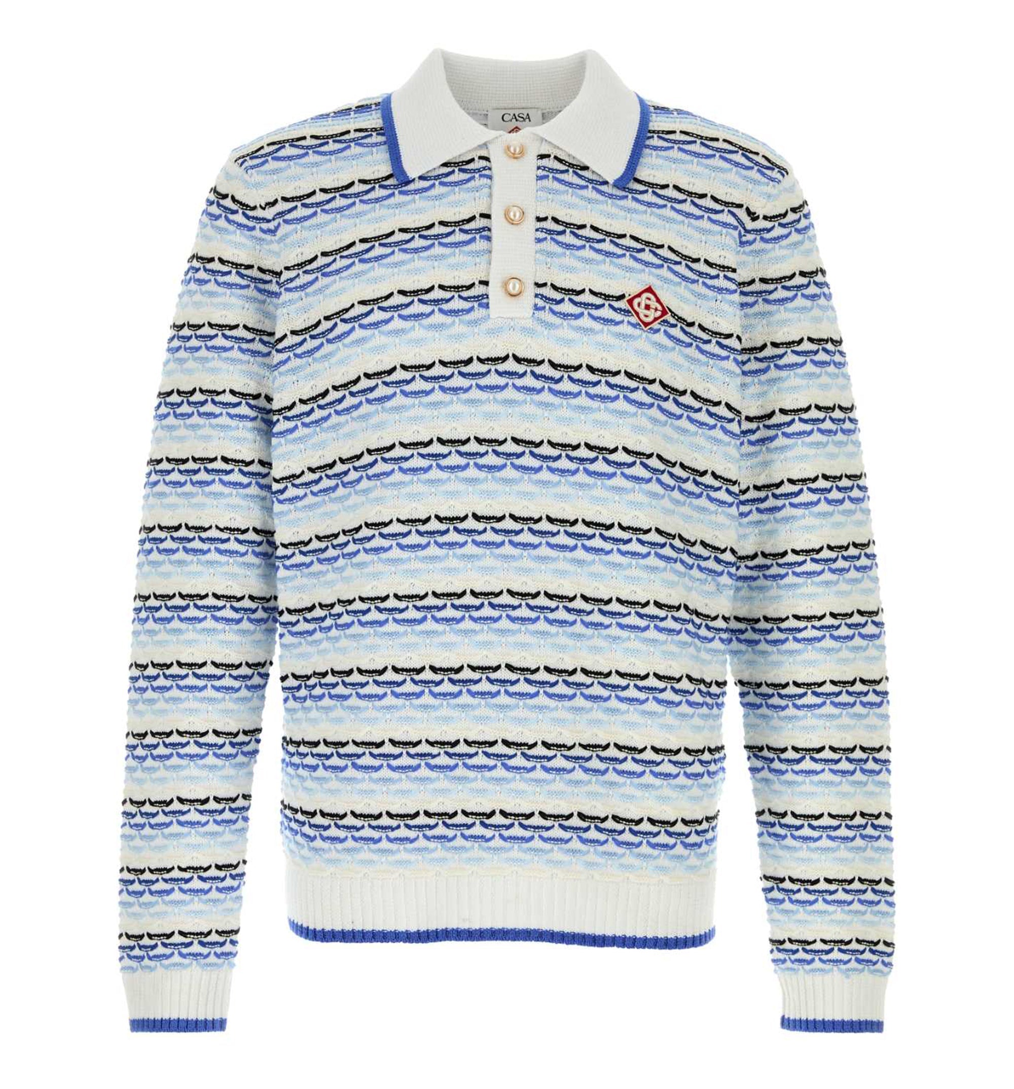 Tuck Stitch Long Sleeve Polo Shirt