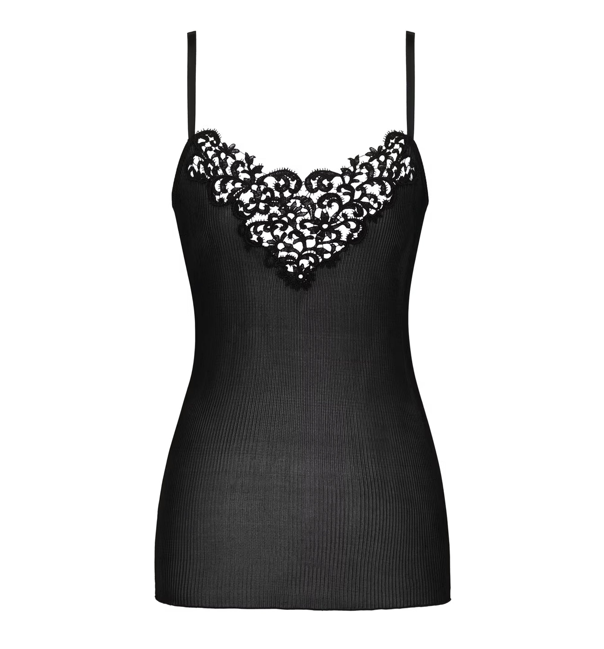 Guipure Tank Top In Ribbed Silk