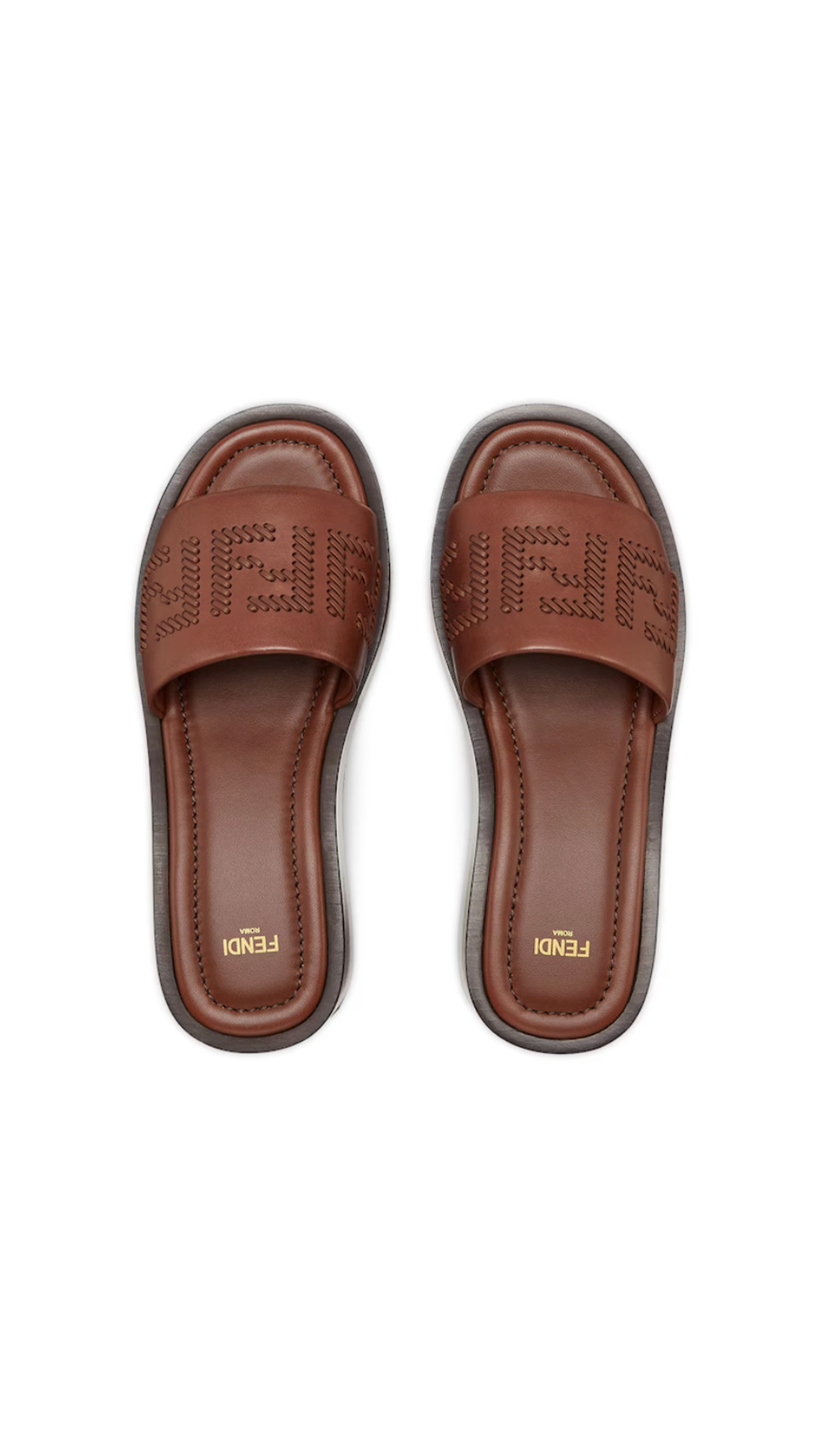 Fendi Sunshine Leather Platform - Brown