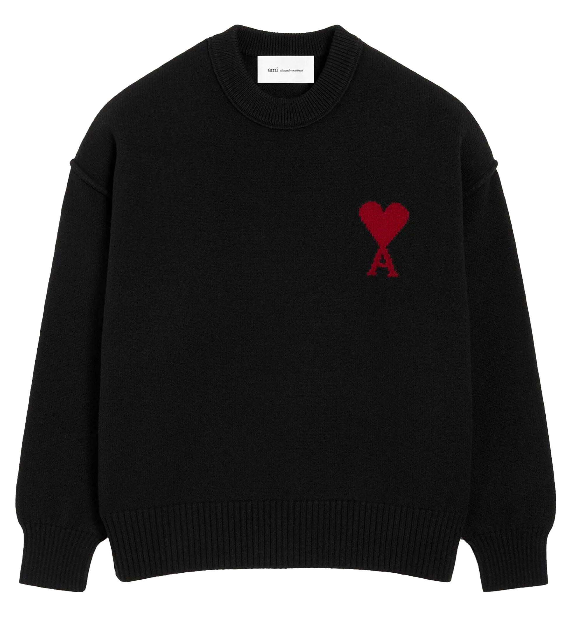 Wool Crewneck Sweater With Contrasted Ami De Coeur