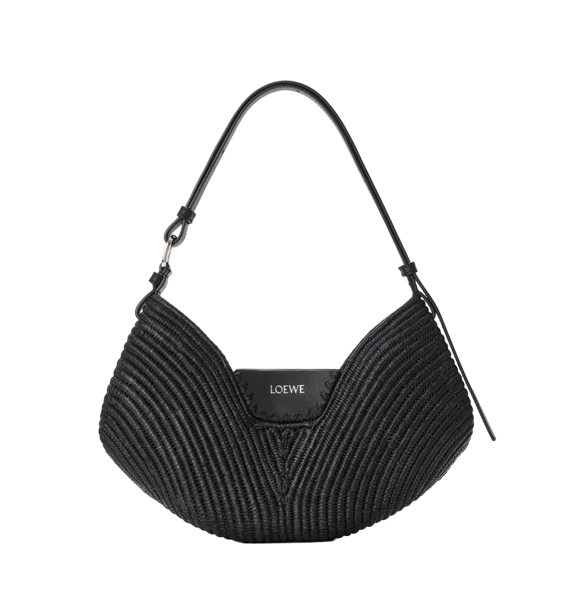 Medium Loewe Swing Bag In Raffia And Calfskin