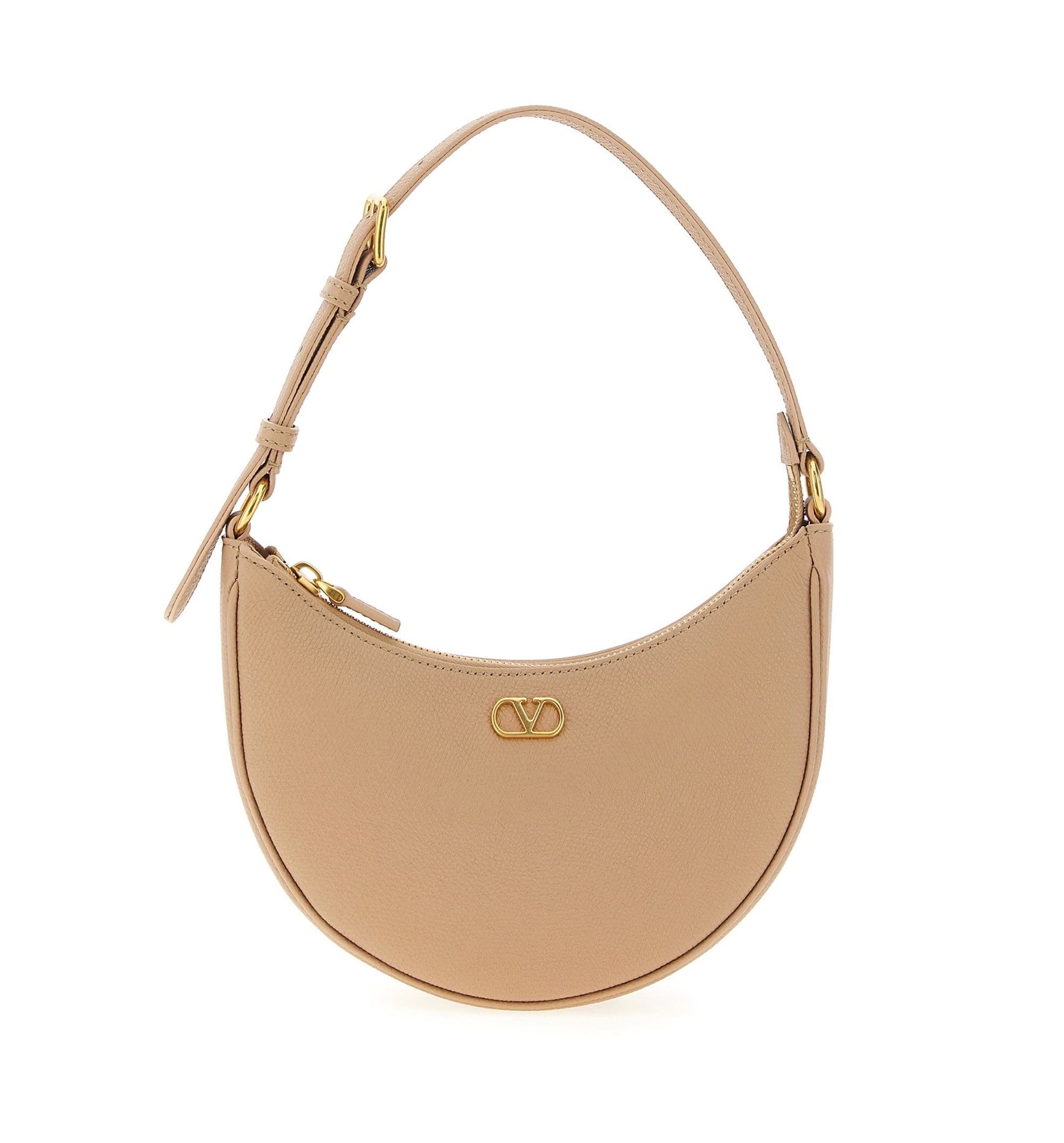 VLogo Signature Mini Hobo Bag In Grainy Calfskin