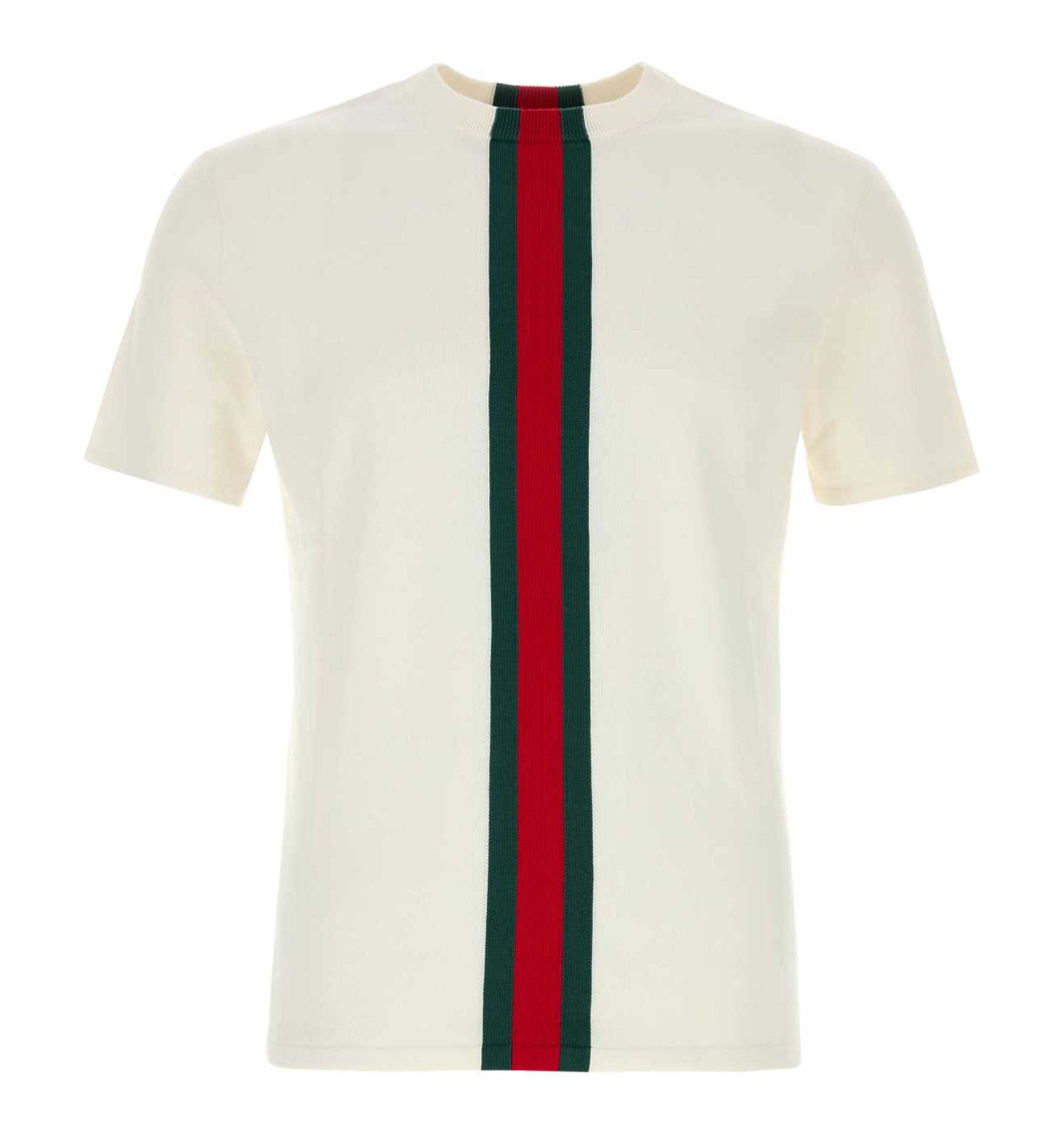 Knit Cotton T-Shirt With Web Intarsia