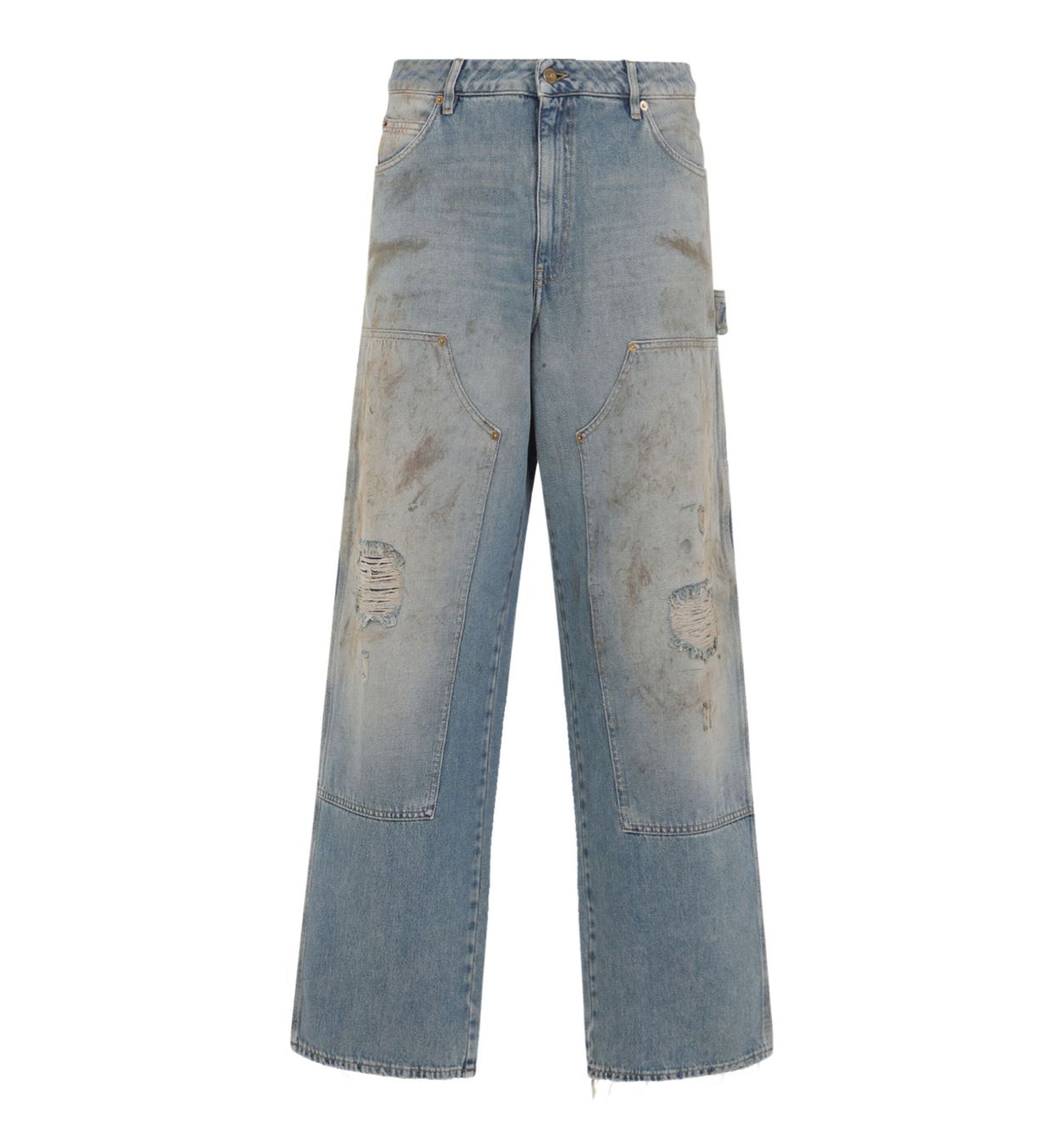 Distressed Sand-Washed Jeans